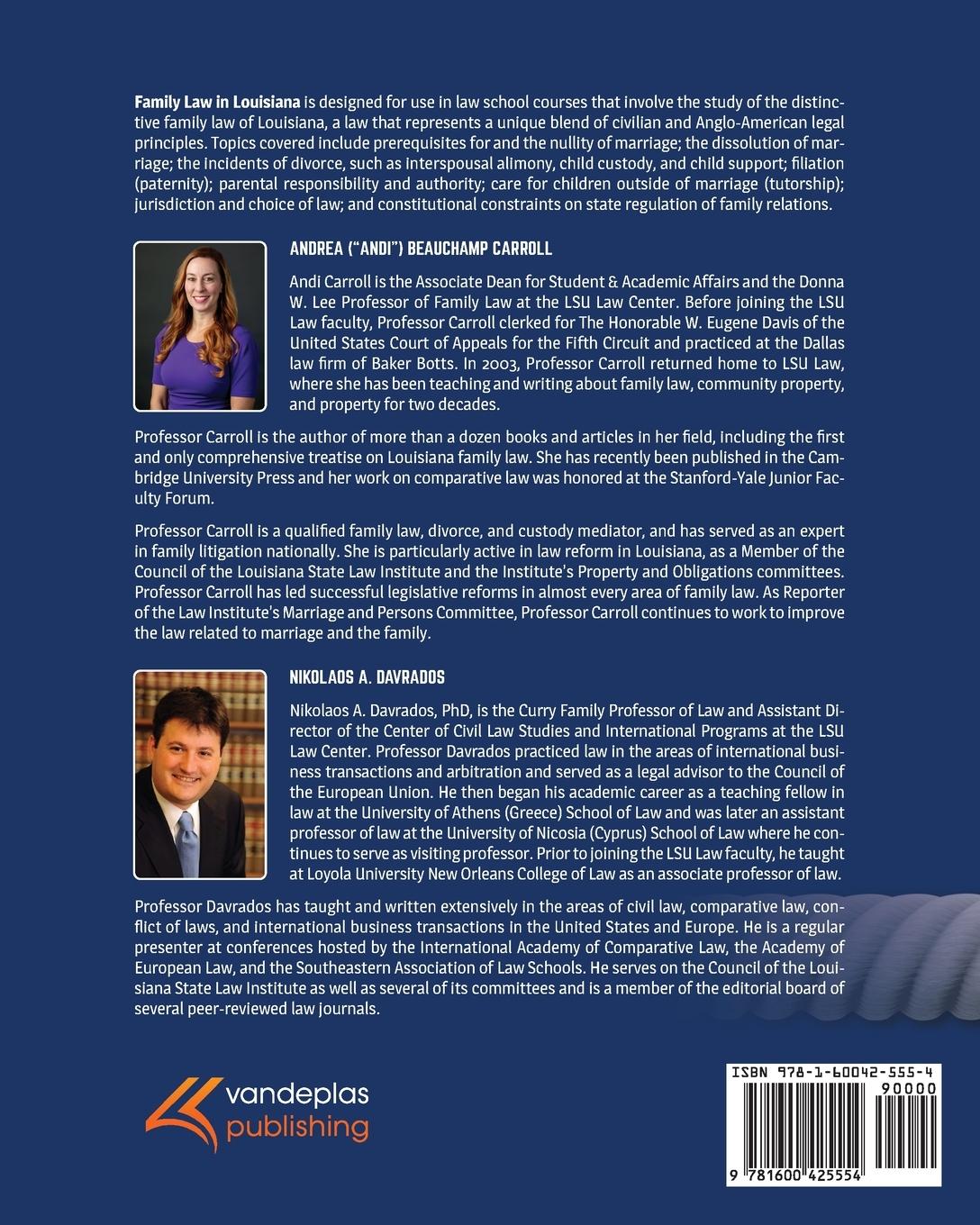 Rückseitencover Family Law in Louisiana, Third Revised Edition