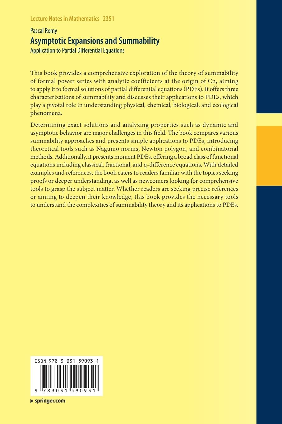 Rückseitencover Asymptotic Expansions and Summability