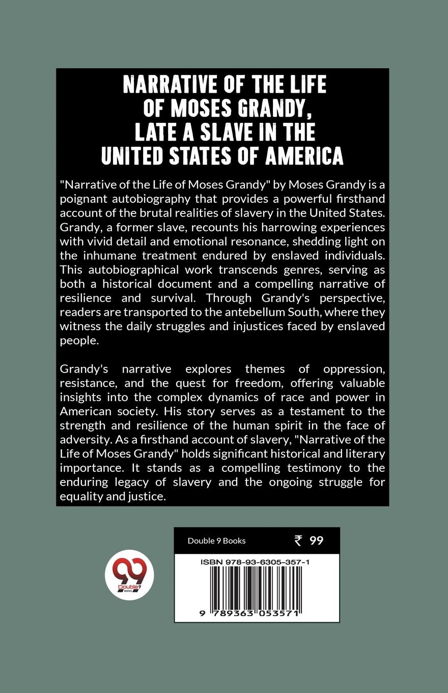 Rückseitencover Narrative of the Life of Moses Grandy, Late a Slave in the United States of America