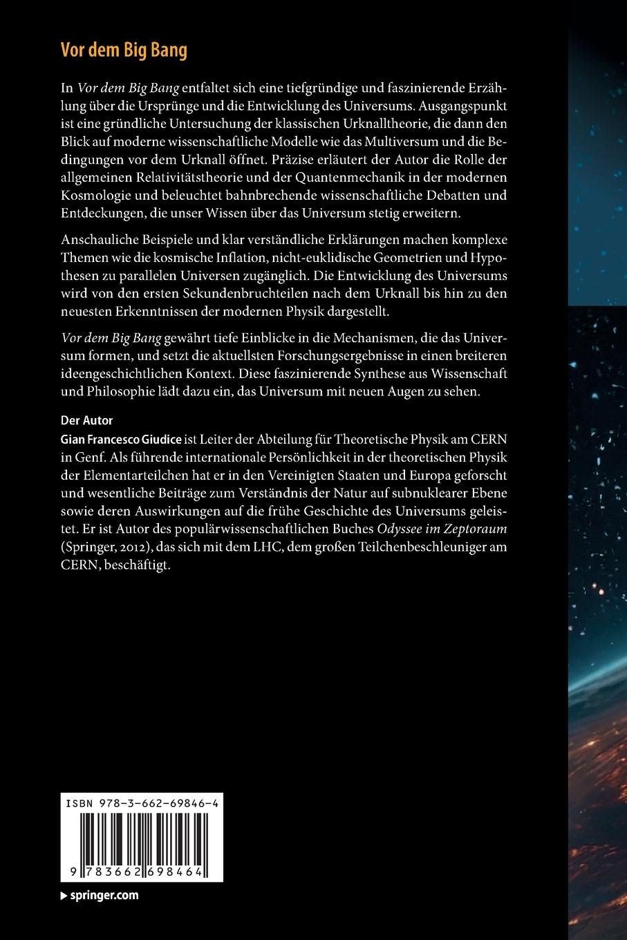 Rückseitencover Vor dem Big Bang