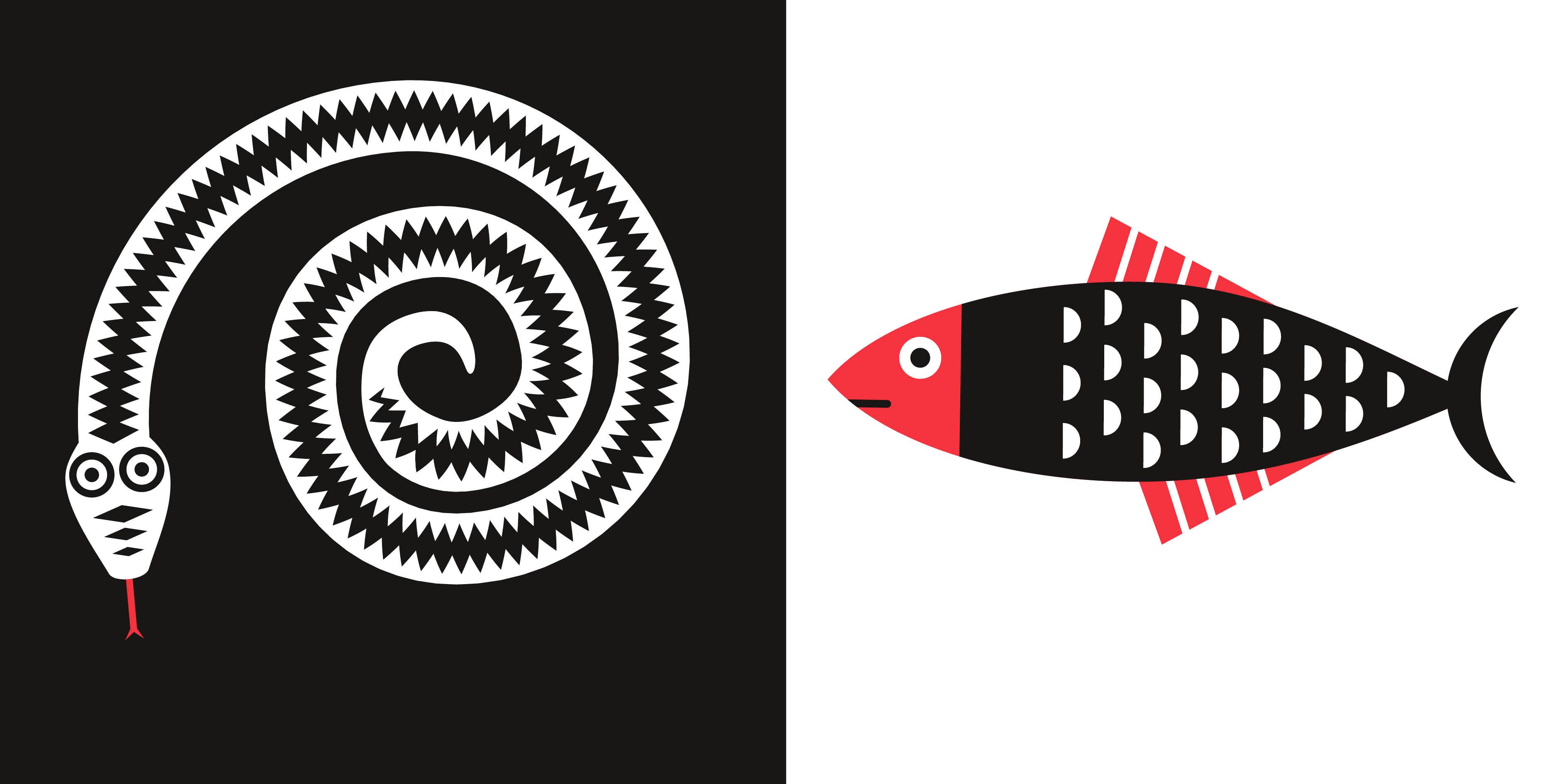 Beispielinhalt (Bild) Tiere schwarz-weiß-rot (Baby Montessori)