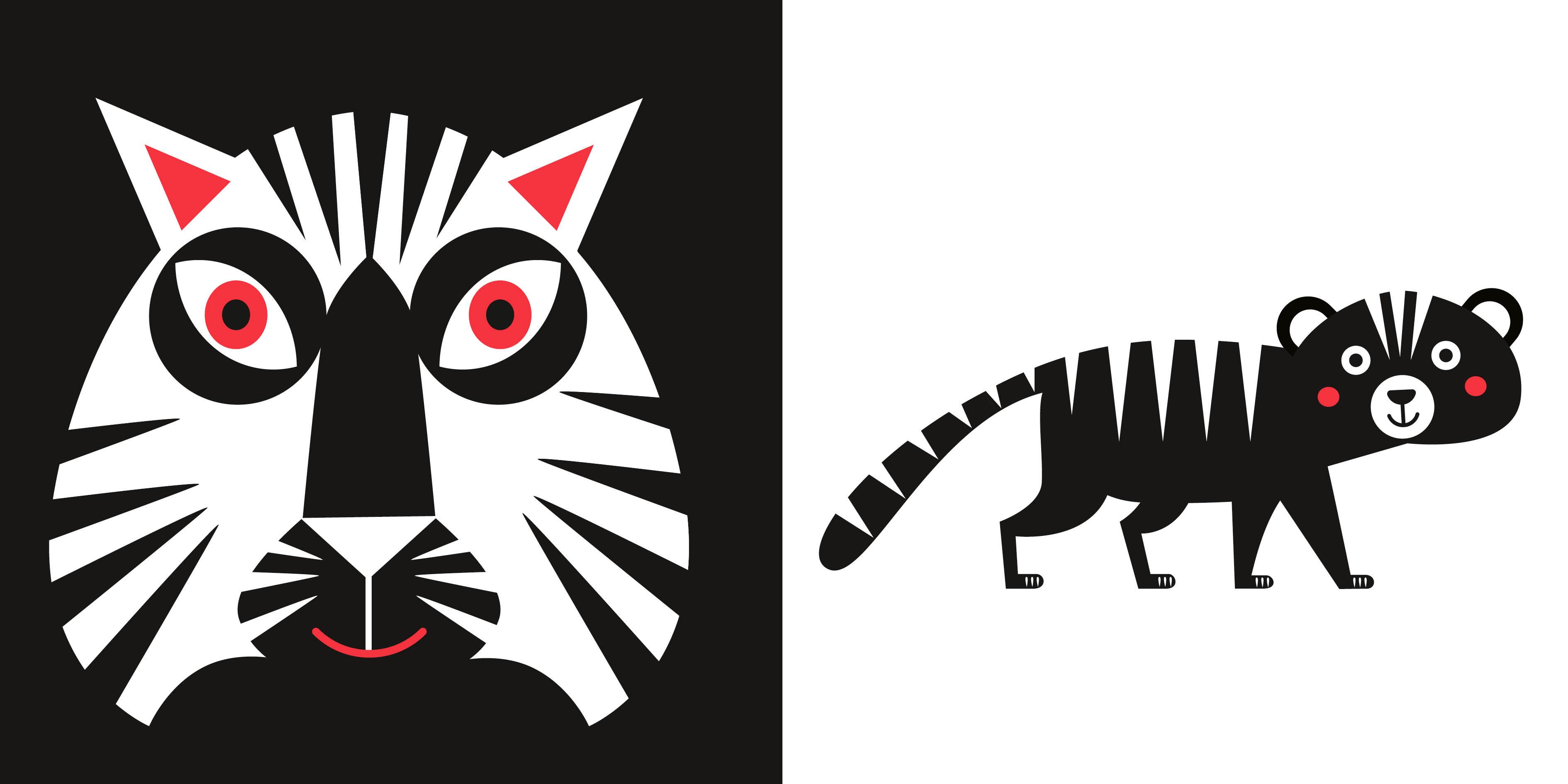 Beispielinhalt (Bild) Tiere schwarz-weiß-rot (Baby Montessori)