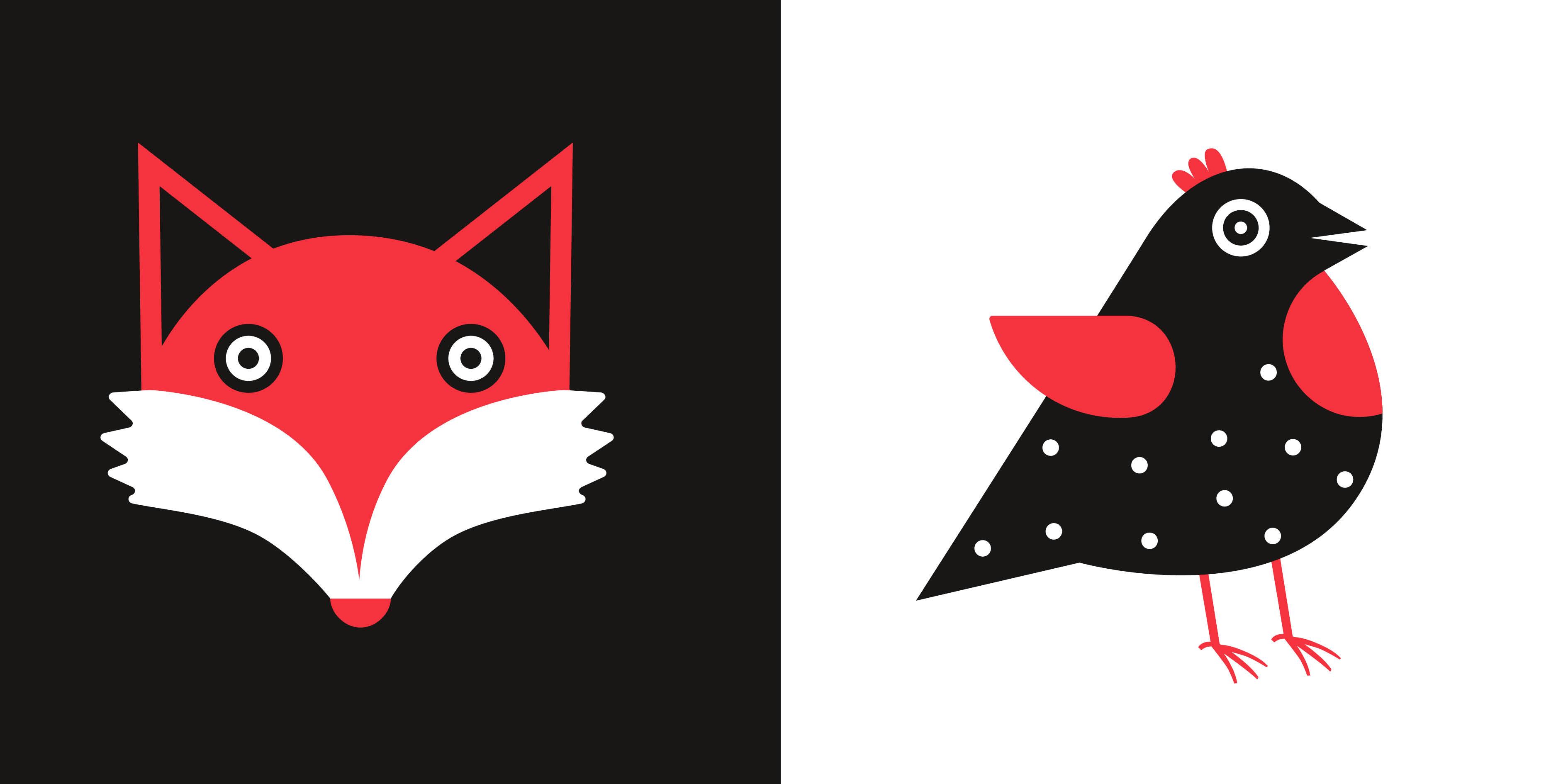 Beispielinhalt (Bild) Tiere schwarz-weiß-rot (Baby Montessori)