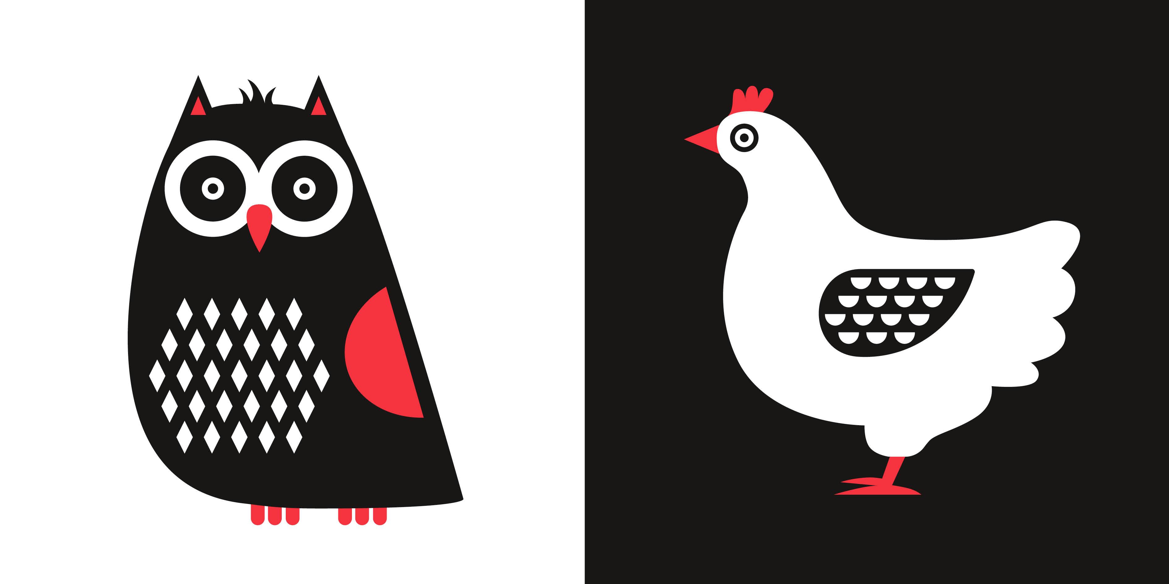 Beispielinhalt (Bild) Tiere schwarz-weiß-rot (Baby Montessori)