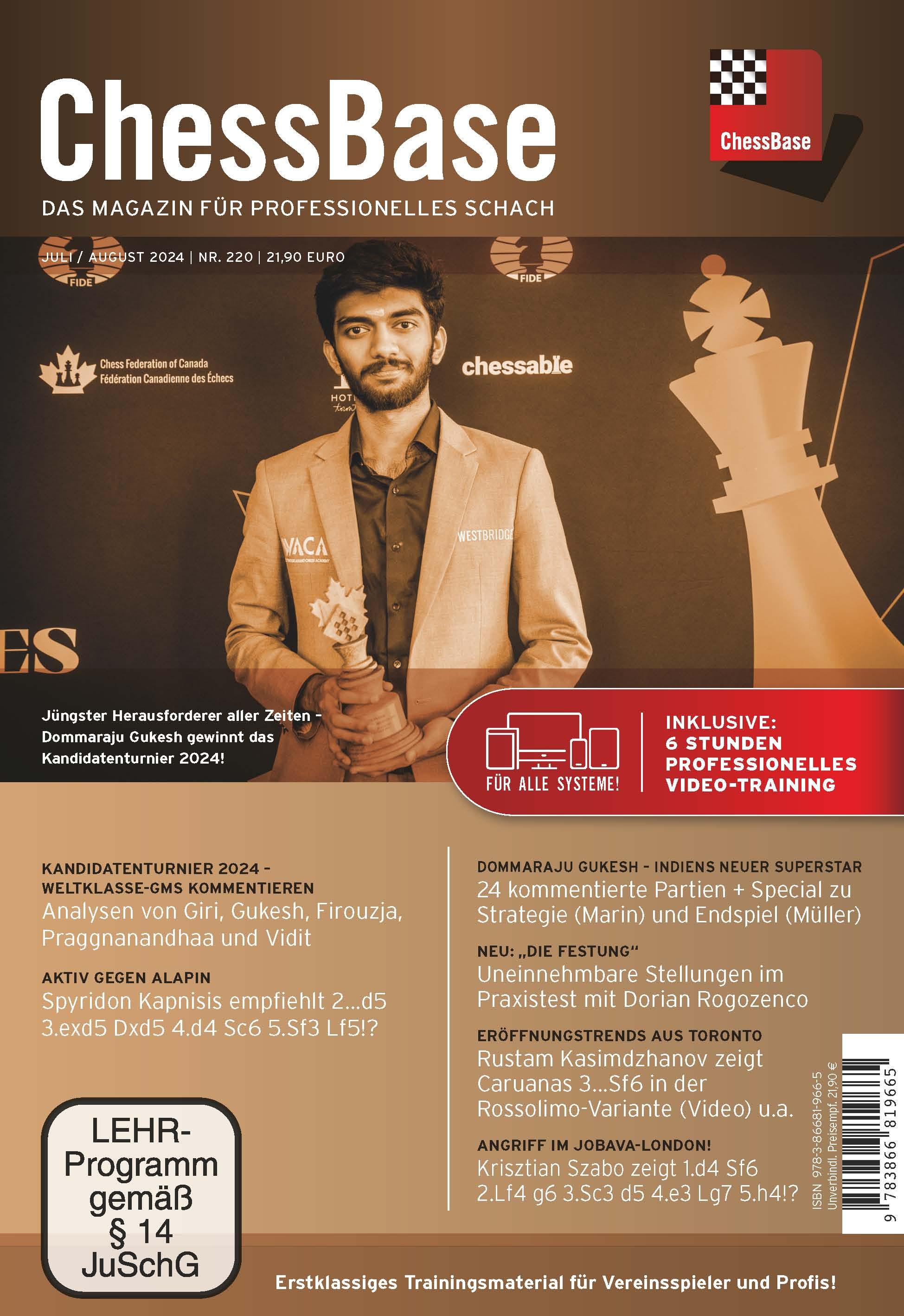 Vorderes Coverbild ChessBase Magazin #220 (Juli/August 2024)