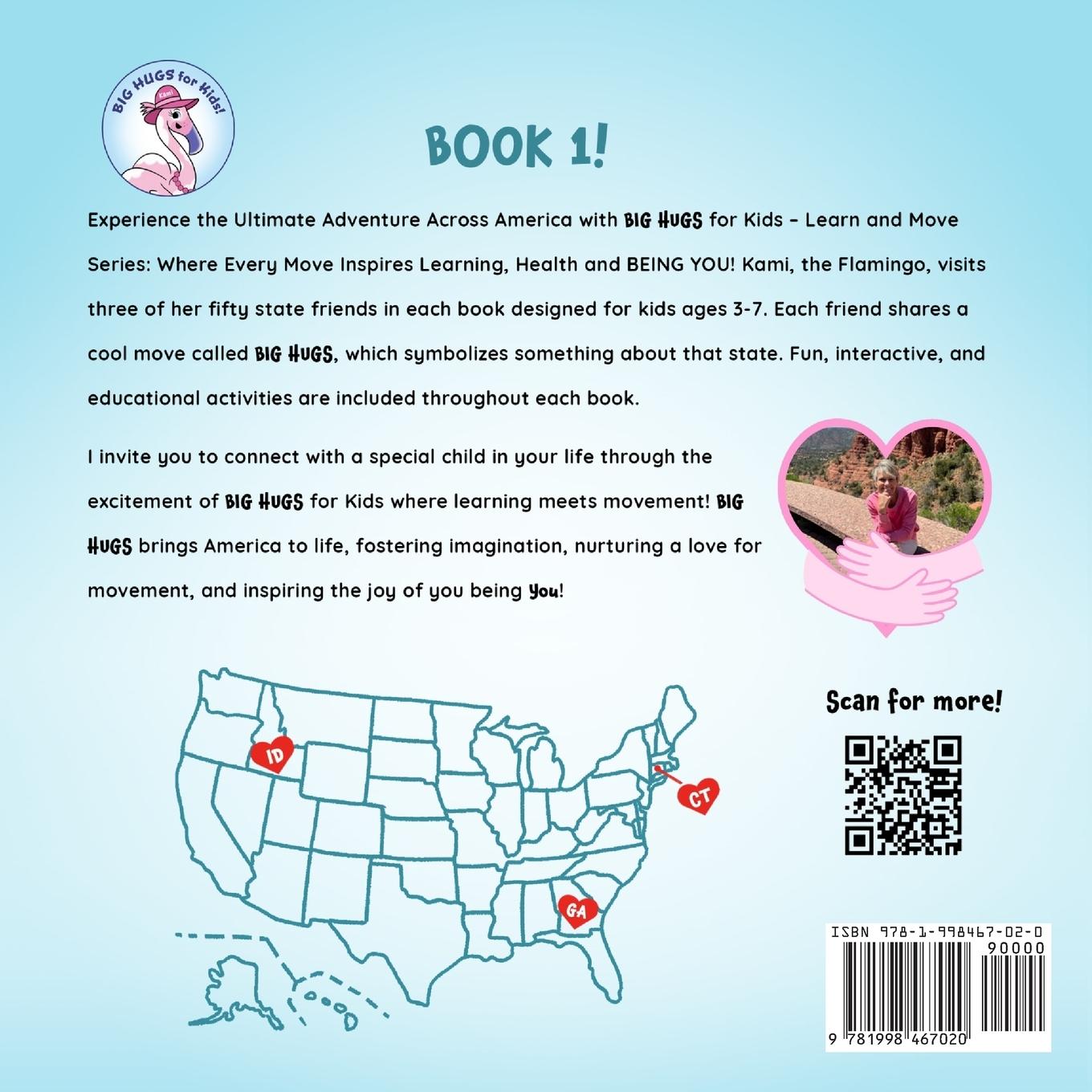 Rückseitencover Kami Visits Connecticut, Georgia, and Idaho (BIG HUGS for Kids - Learn and Move Series)