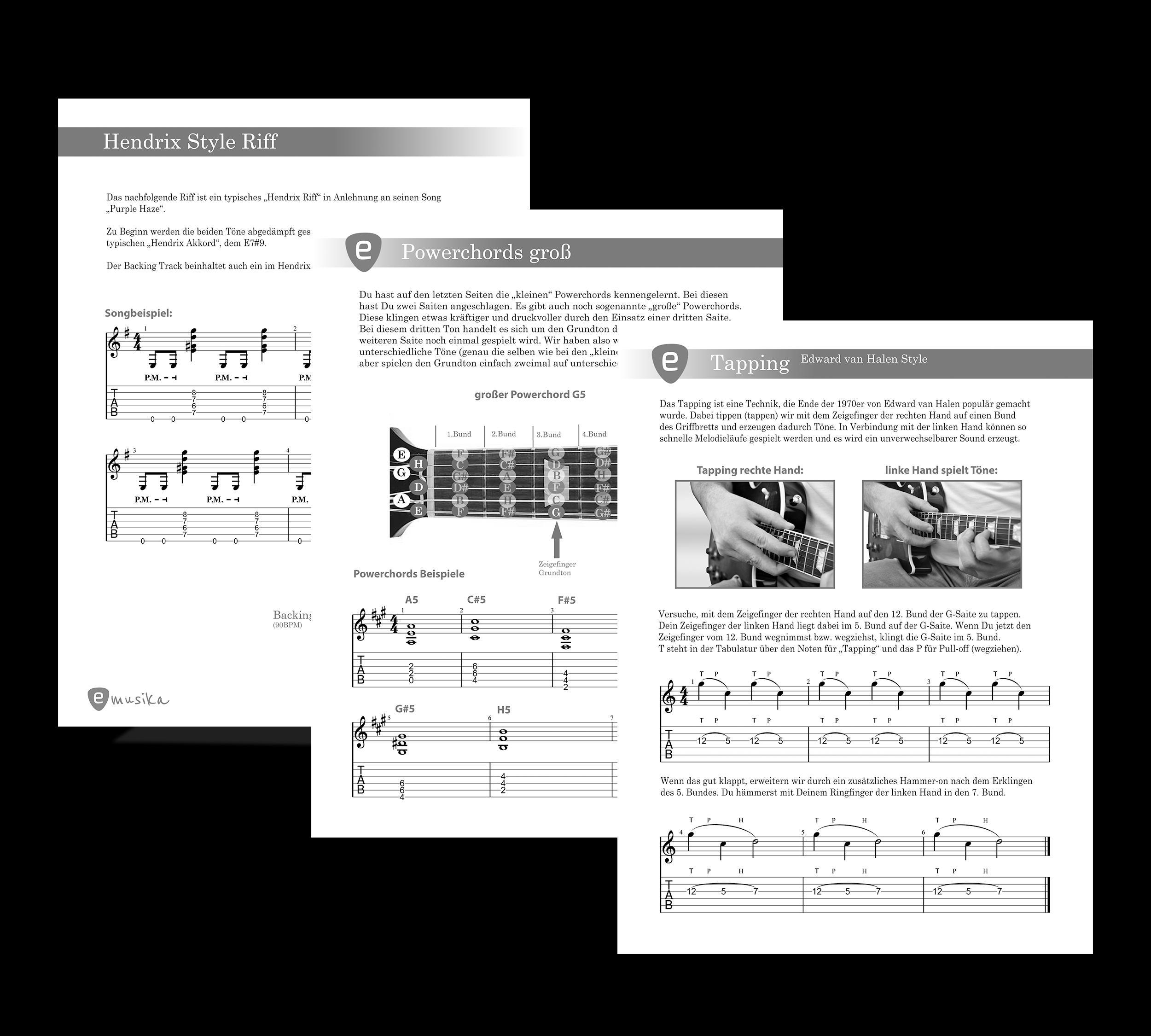 Beispielinhalt (Bild) E-Gitarre lernen leicht gemacht - Das E-Gitarrenbuch für Anfänger