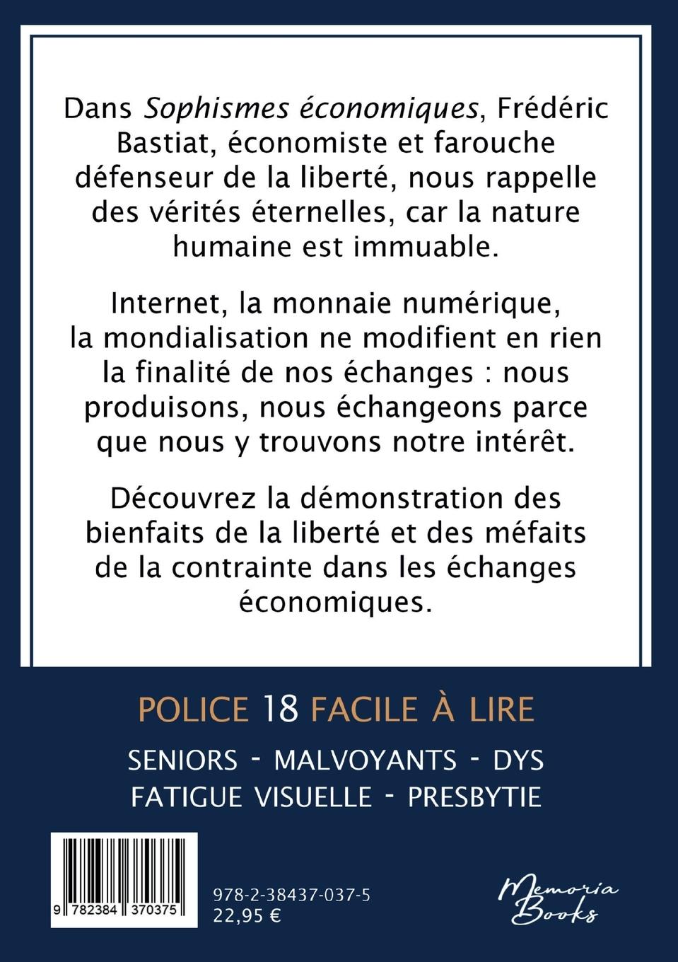 Rückseitencover Sophismes économiques en grands caractères
