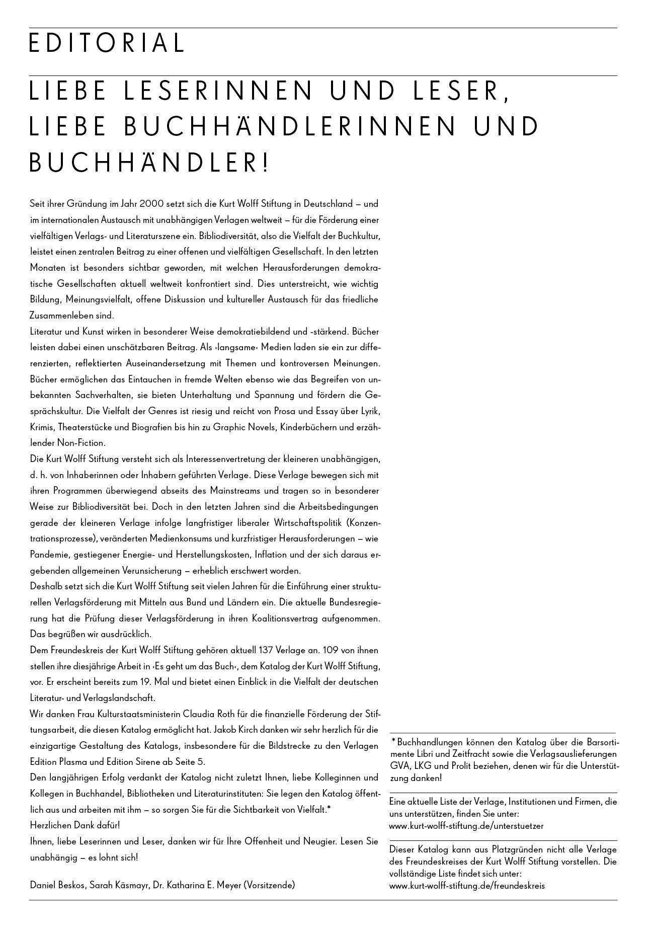 Beispielinhalt (Bild) Kurt Wolff Stiftung: es geht um das Buch - 19. Jahrgang
