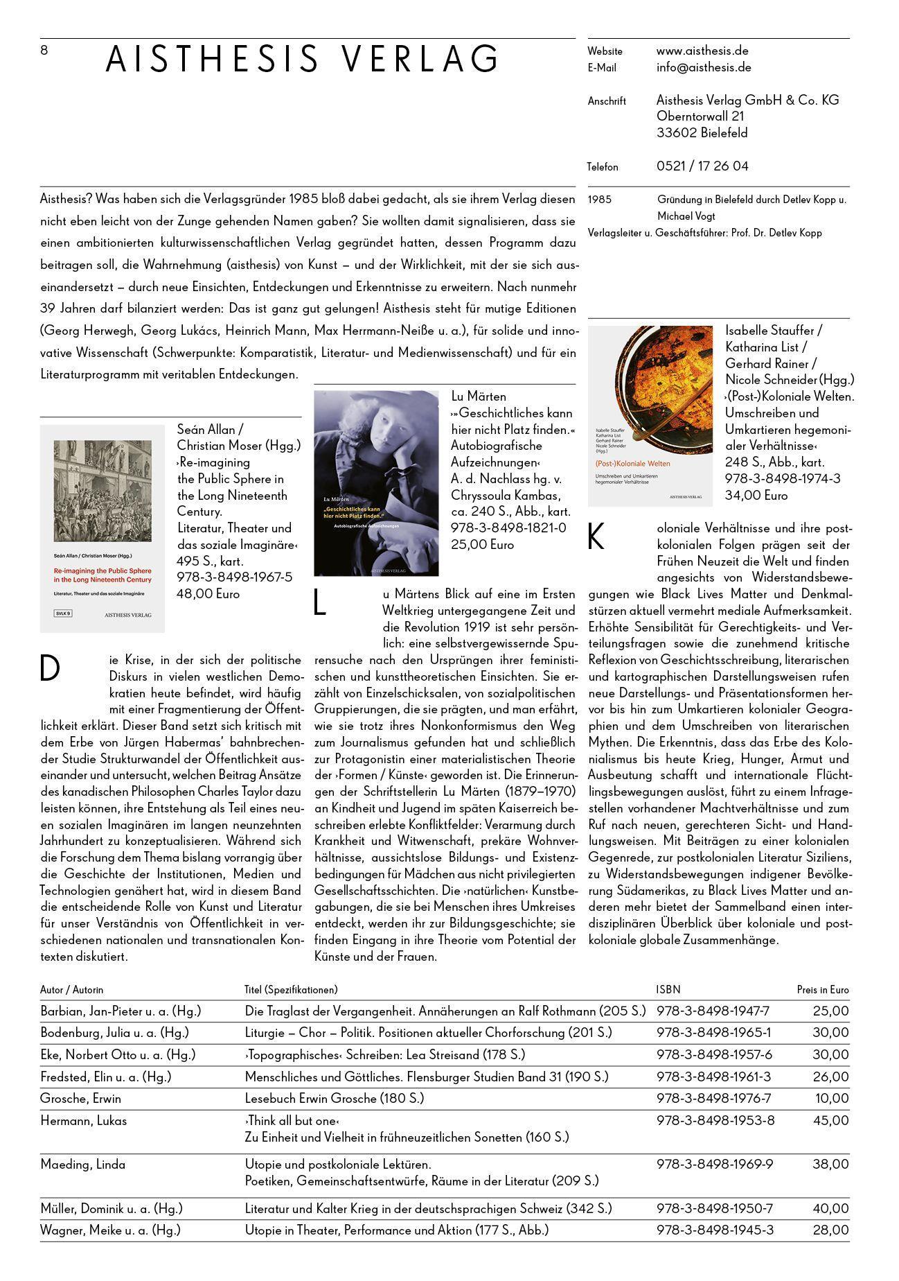 Beispielinhalt (Bild) Kurt Wolff Stiftung: es geht um das Buch - 19. Jahrgang