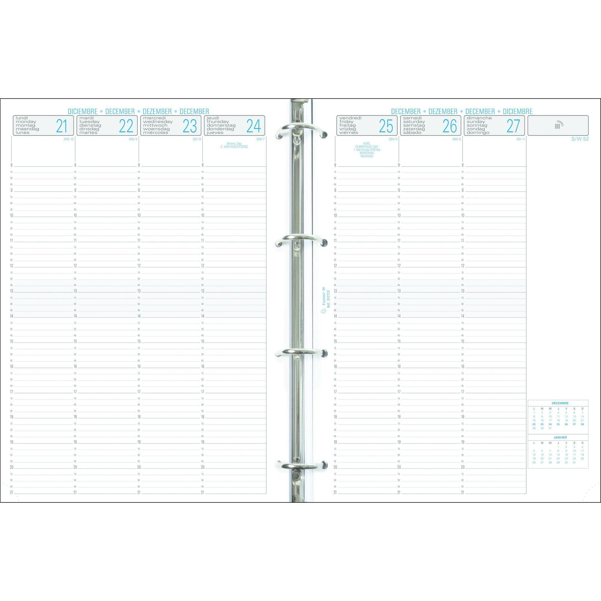 Beispielinhalt (Bild) Timer-Einlagen 29 Kalender 1 Woche 2 Seiten senkrecht 2025