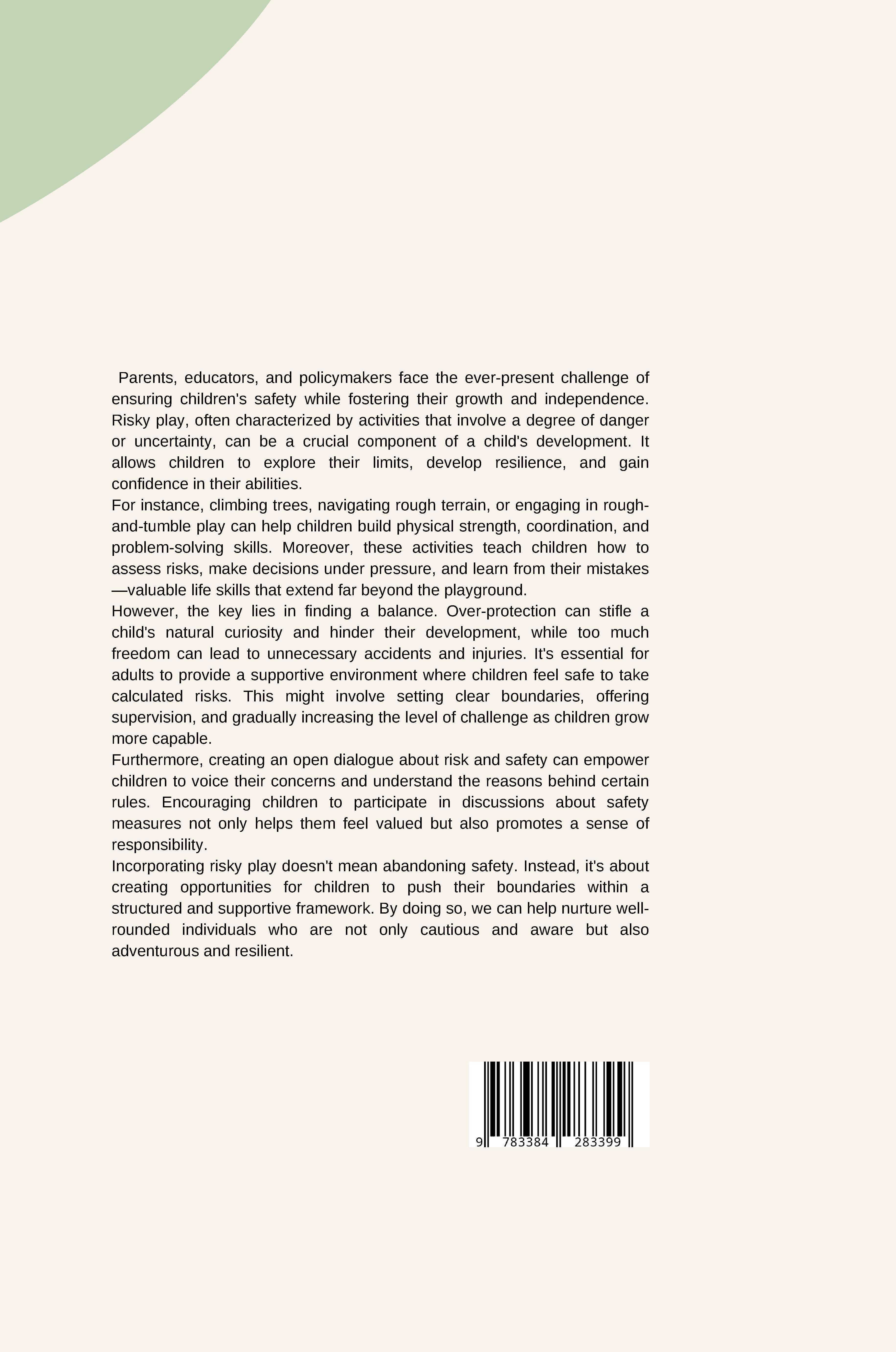 Rückseitencover Preserving Outdoor Play: The Impact of Risk Aversion on Children's Development