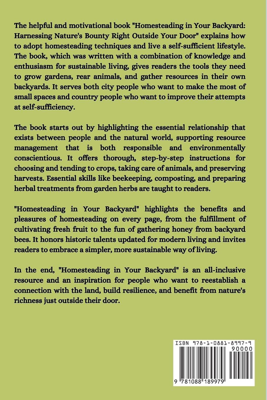 Rückseitencover Homesteading in Your Backyard