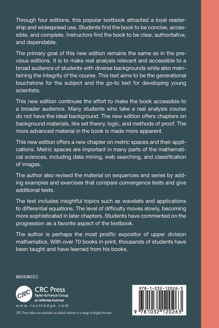 Rückseitencover Real Analysis and Foundations