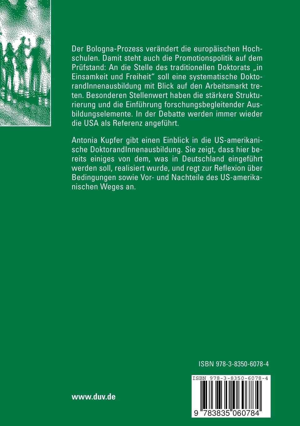 Rückseitencover DoktorandInnen in den USA