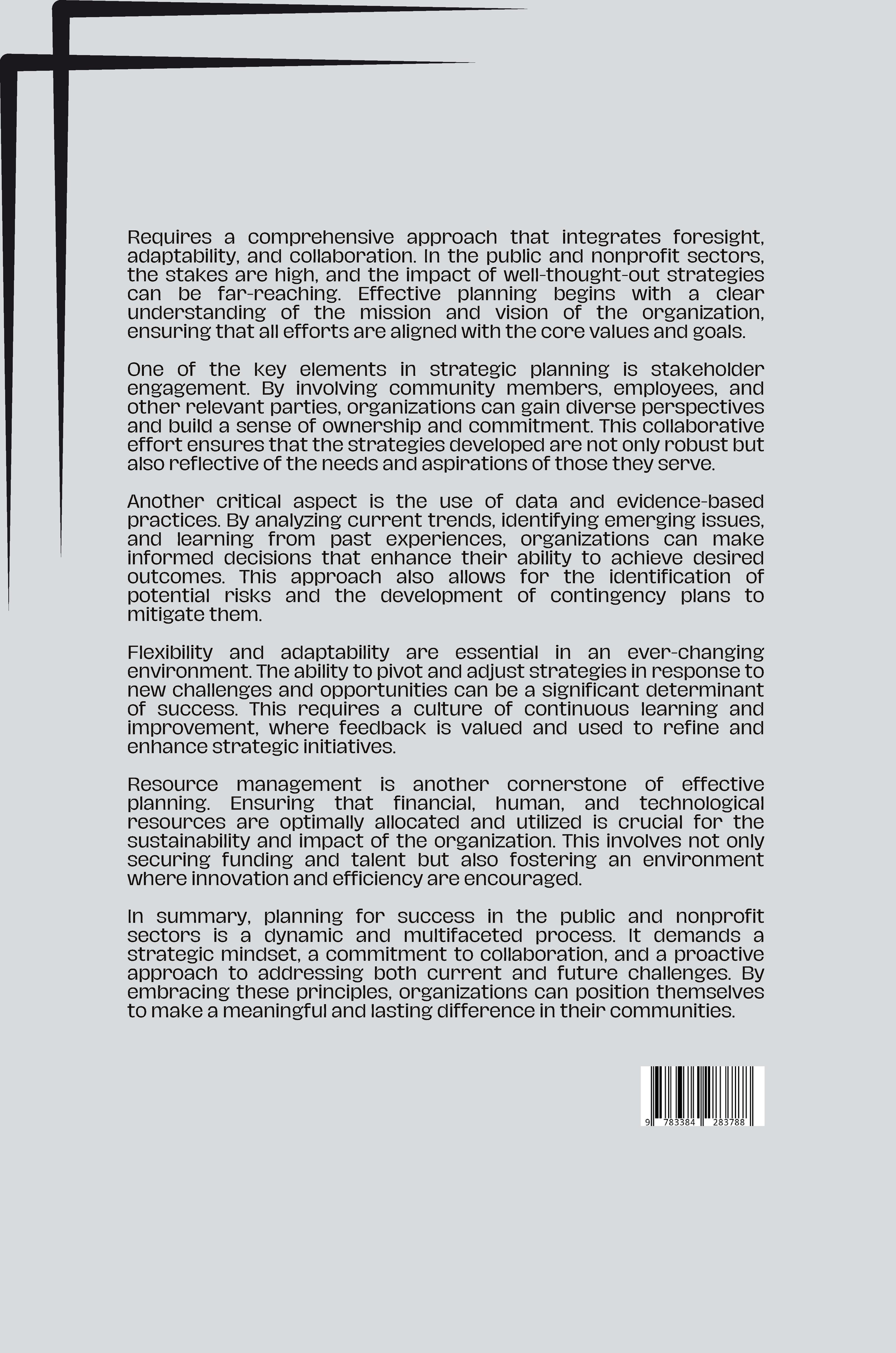 Rückseitencover The Strategic Imperative: Planning for Success in Public and Nonprofit Sectors