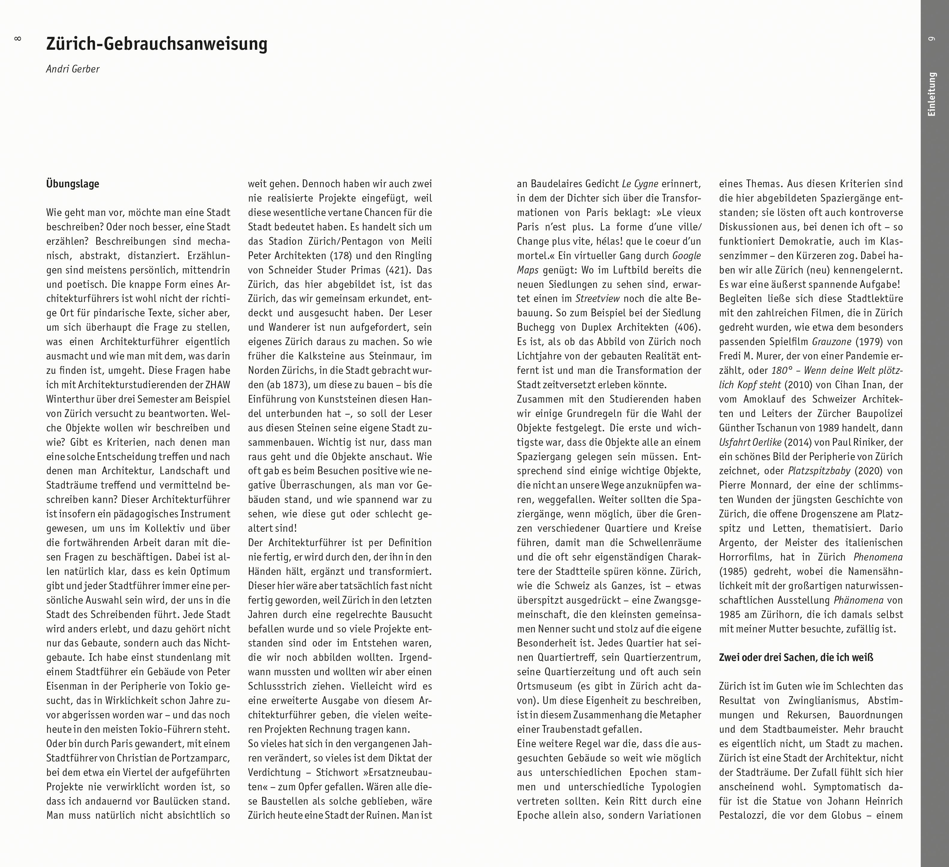 Beispielinhalt (Bild) Zürich. Architekturführer