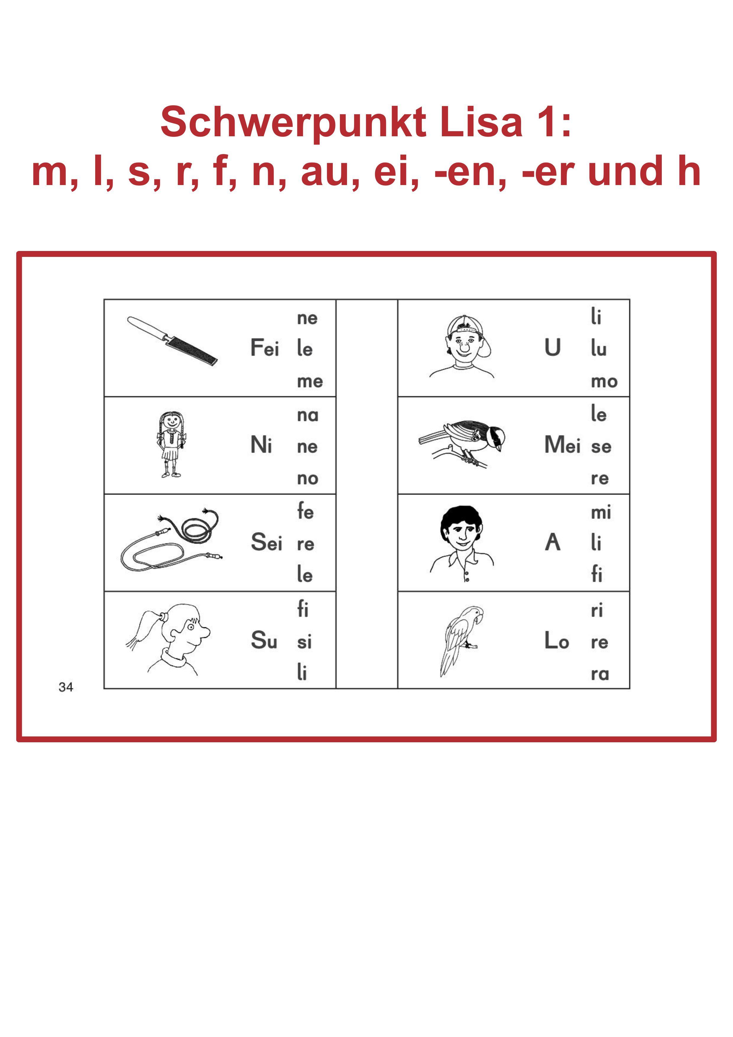 Beispielinhalt (Bild) Lesen mit Lisa - Heft 1