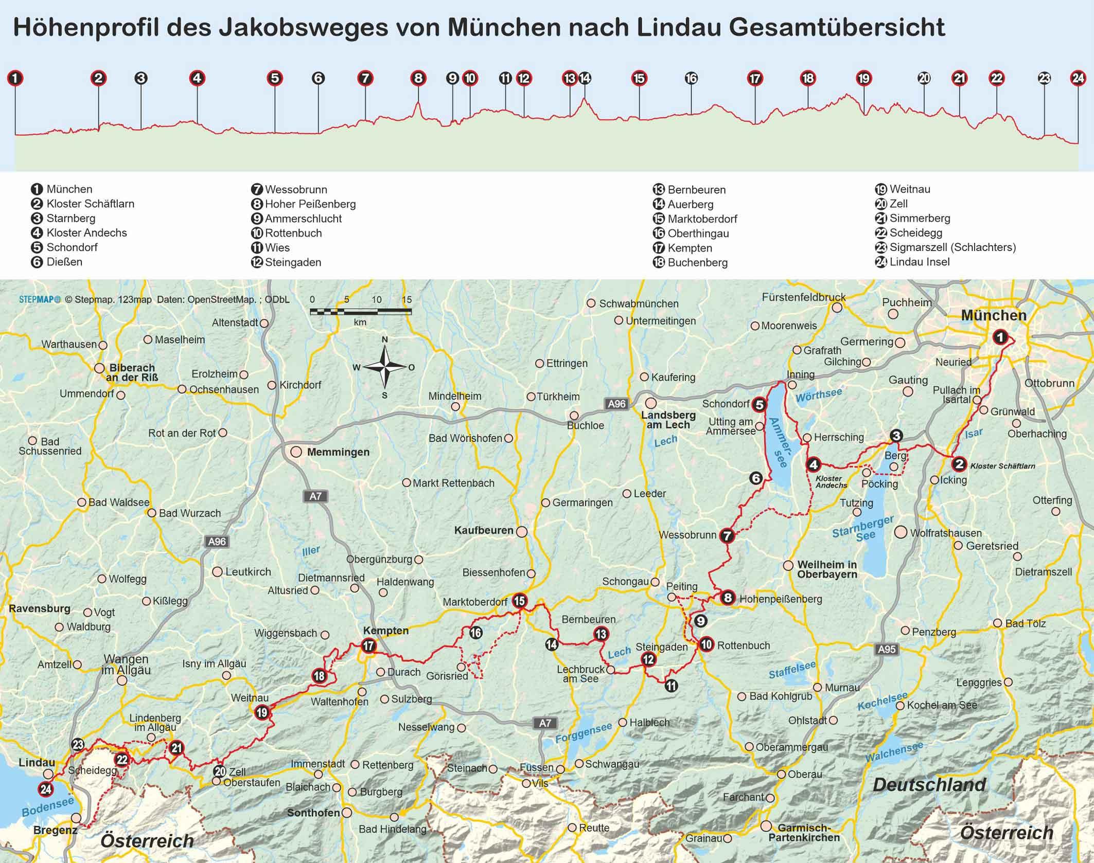 Beispielinhalt (Bild) Jakobsweg München - Lindau mit Variante nach Bregenz