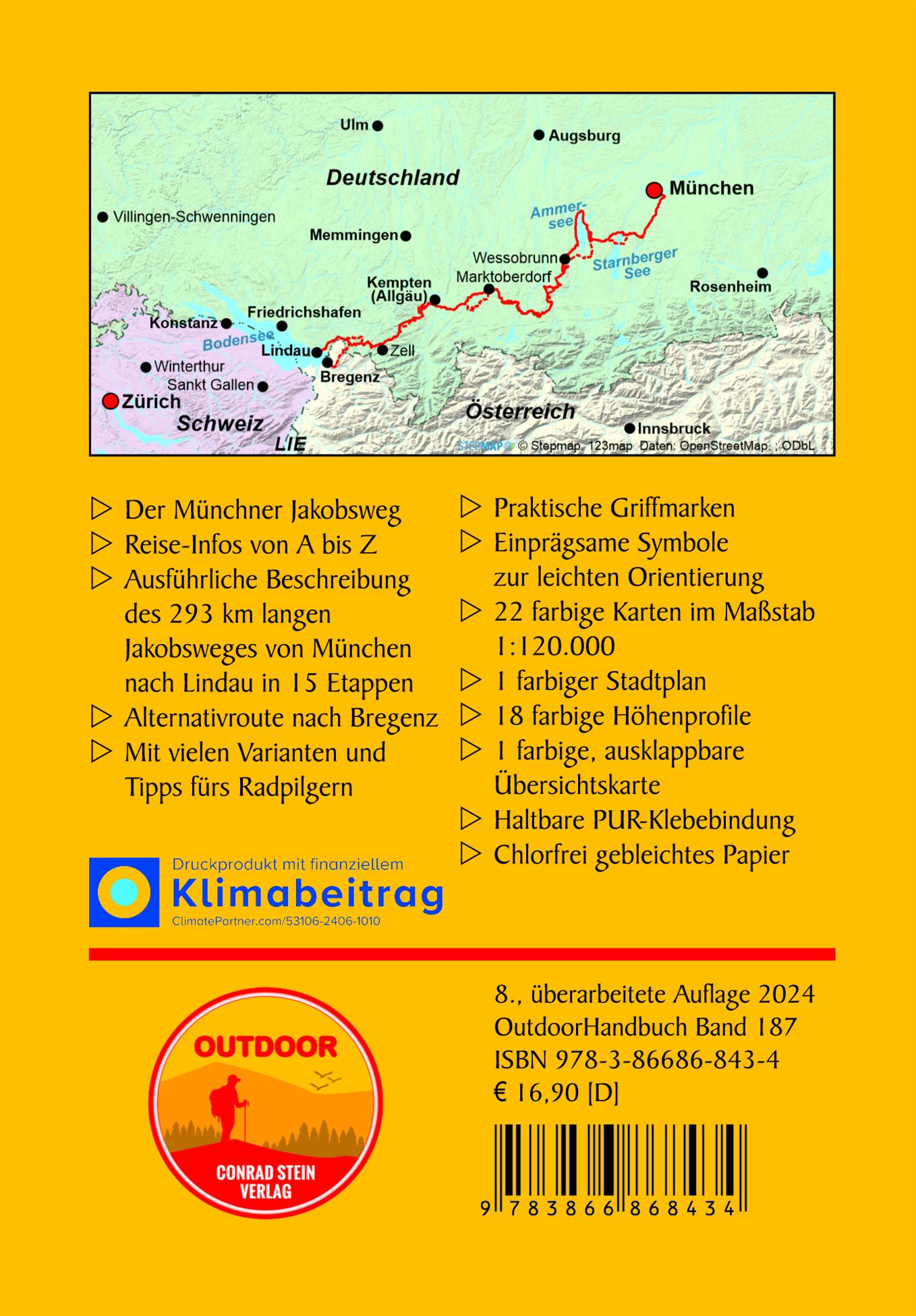 Rückseitencover Jakobsweg München - Lindau mit Variante nach Bregenz