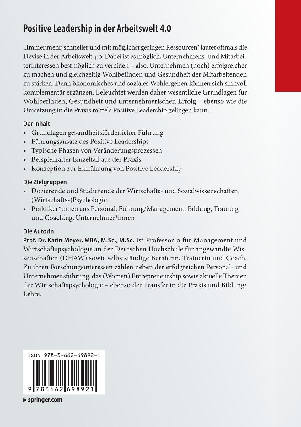 Rückseitencover Positive Leadership in der Arbeitswelt 4.0