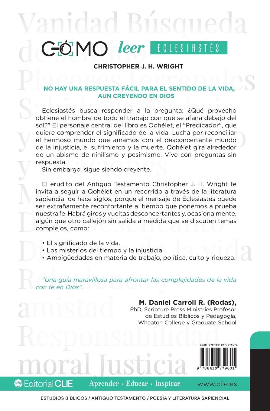 Rückseitencover La C¿¿mo Leer Eclesiast¿¿s