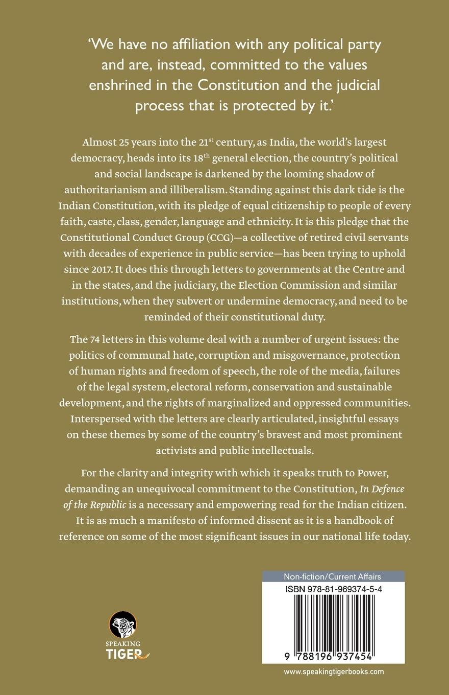 Rückseitencover In Defence of the Republic