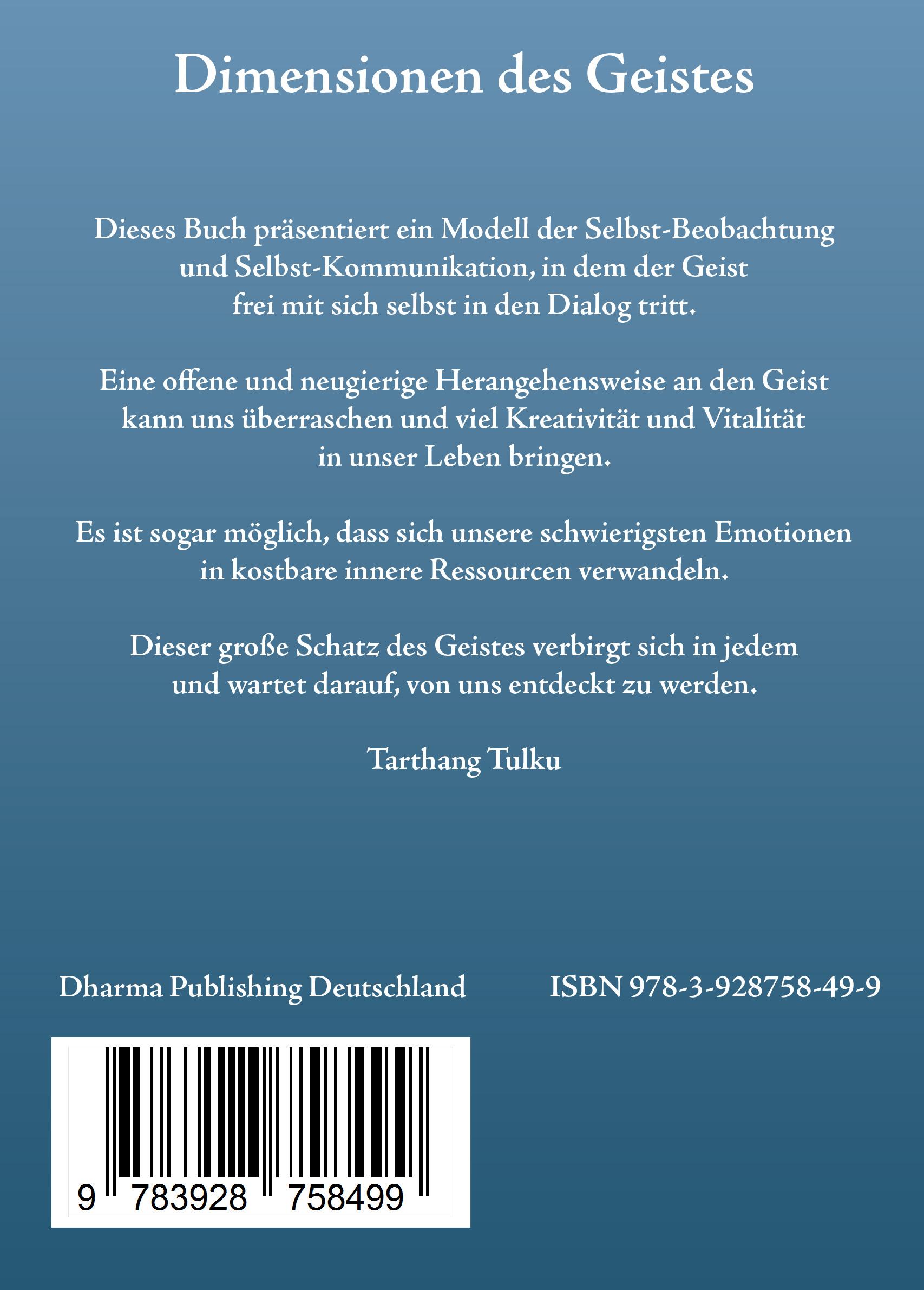 Rückseitencover Dimensionen des Geistes