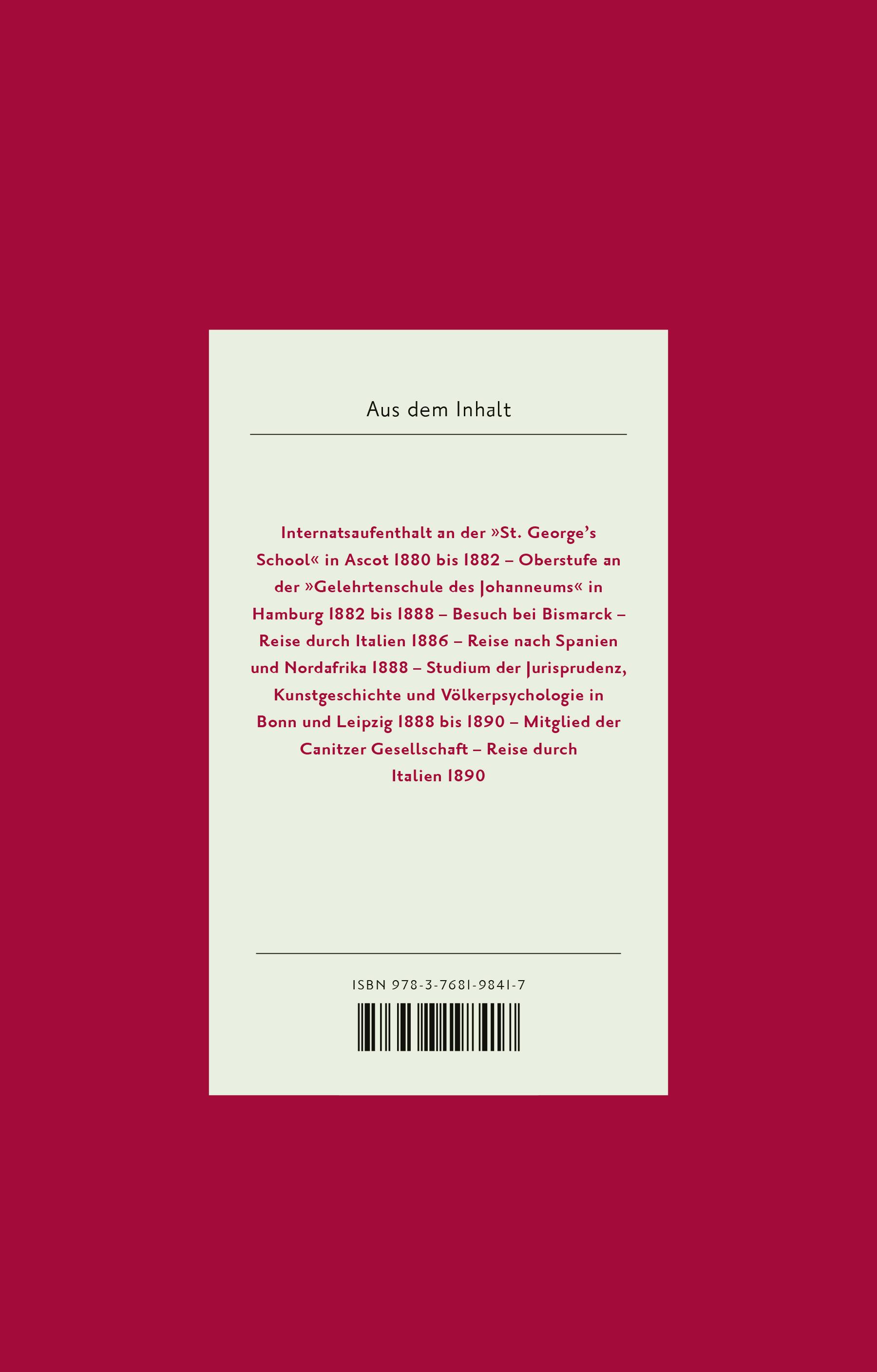 Rückseitencover Das Tagebuch (1880-1937), Band 1