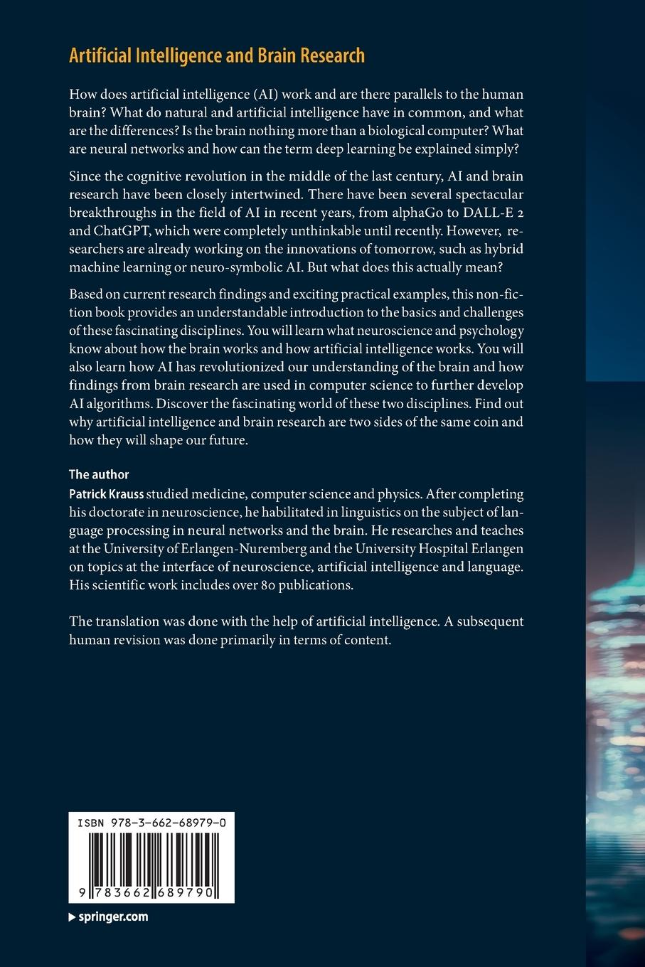 Rückseitencover Artificial Intelligence and Brain Research
