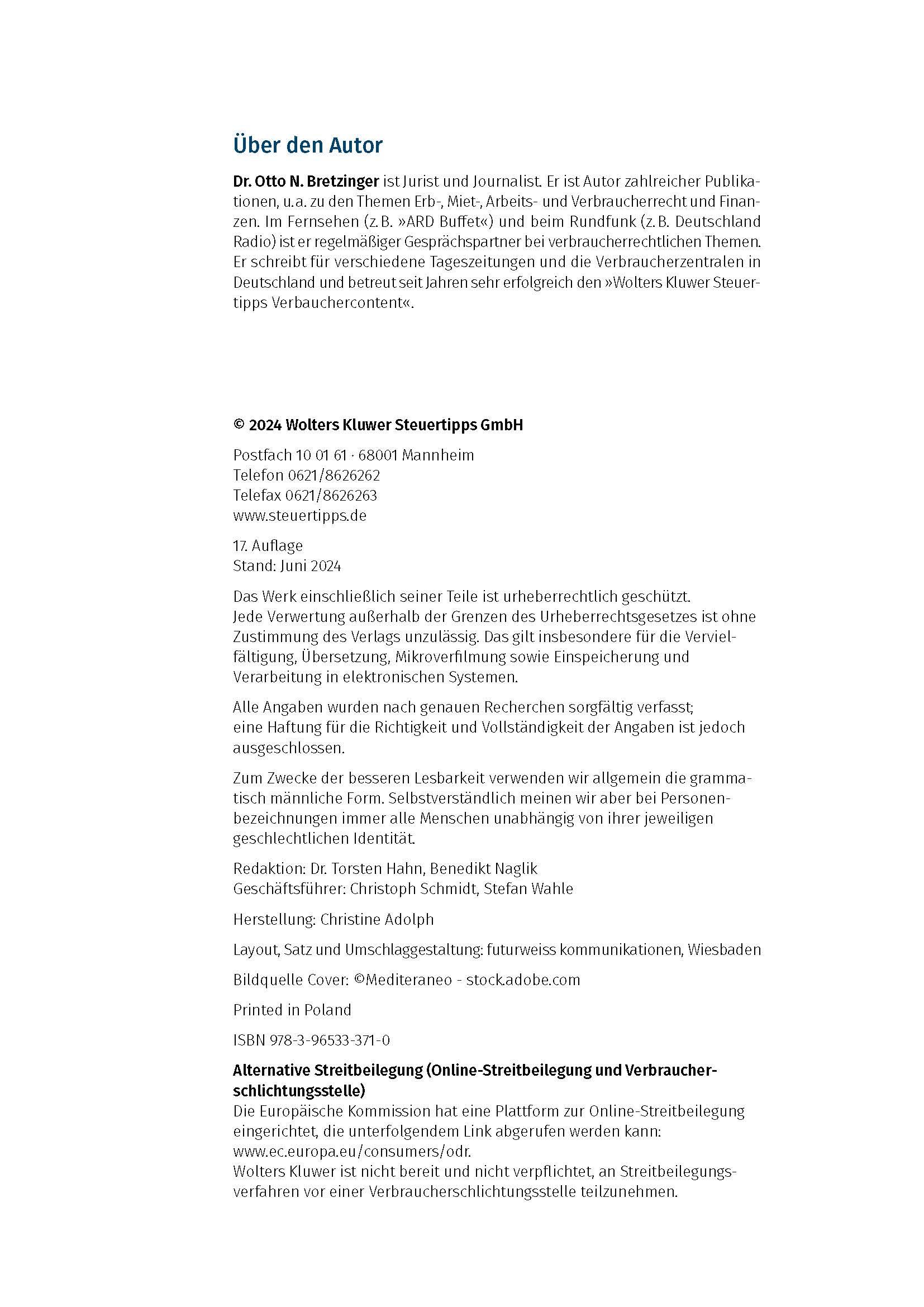 Beispielinhalt (Bild) Der VorsorgePlaner