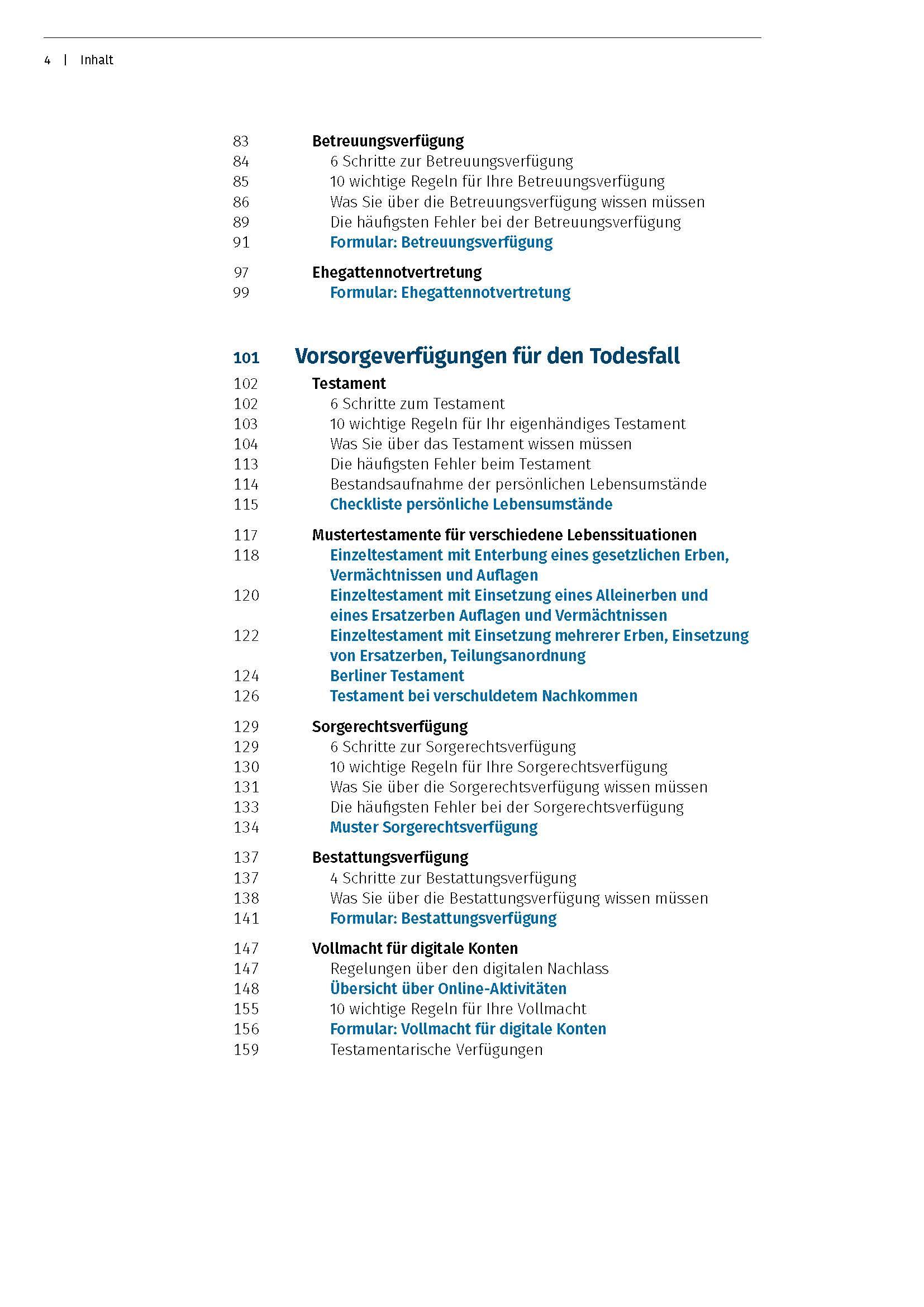 Beispielinhalt (Bild) Der VorsorgePlaner