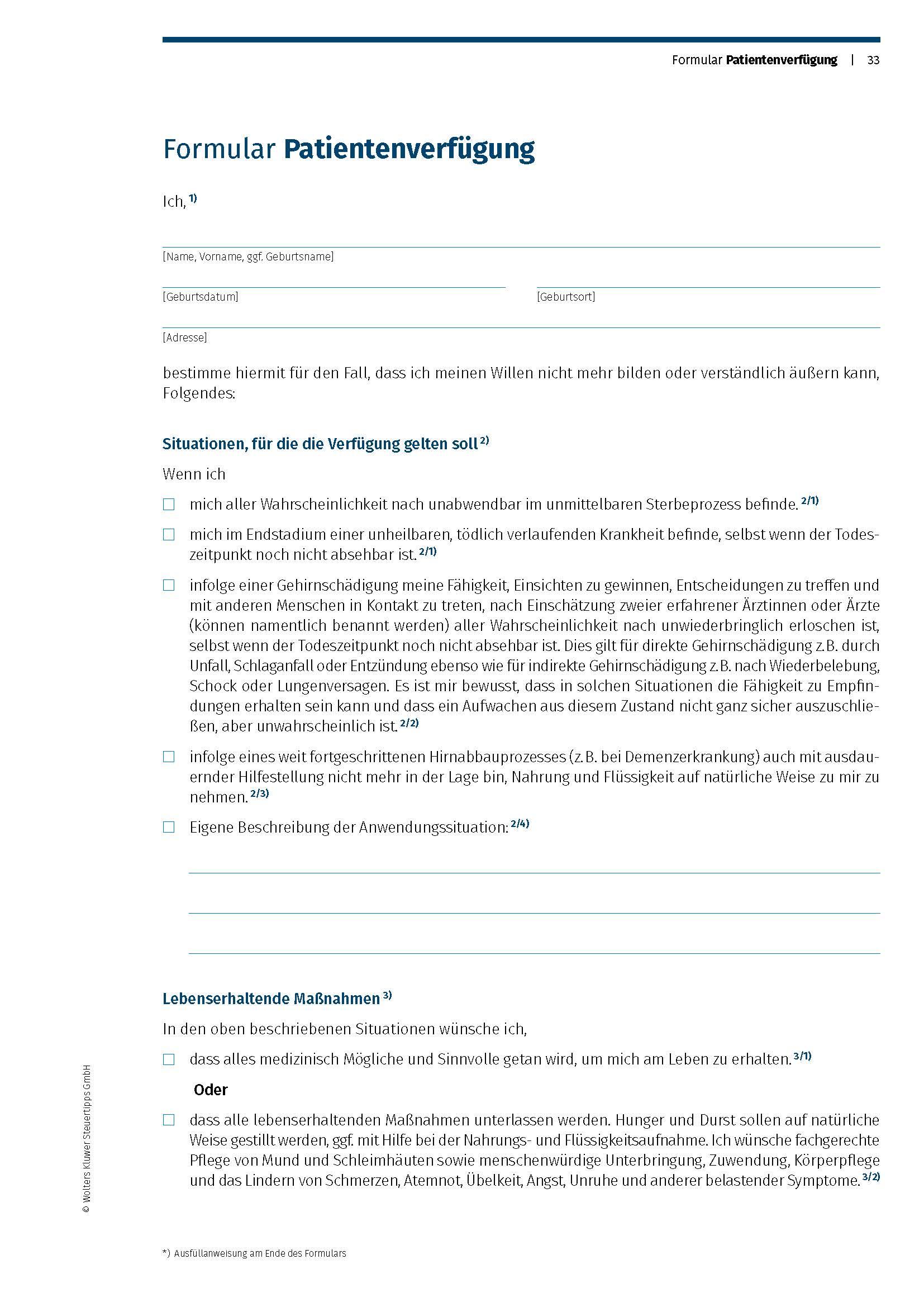 Beispielinhalt (Bild) Der VorsorgePlaner