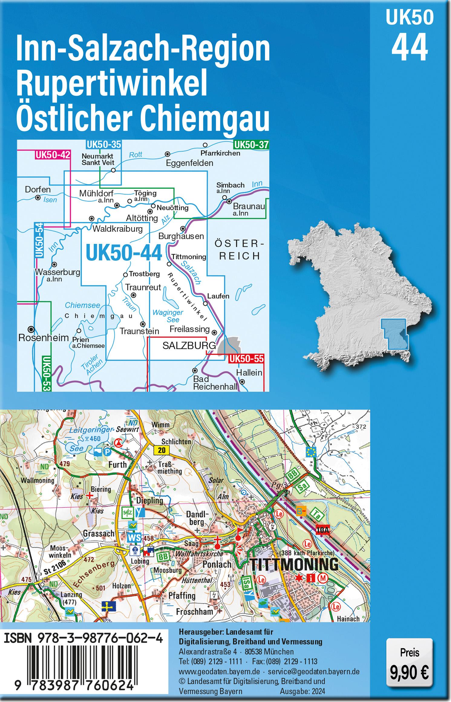 Rückseitencover UK50-44 Inn-Salzach-Region, Rupertiwinkel, Östlicher Chiemgau