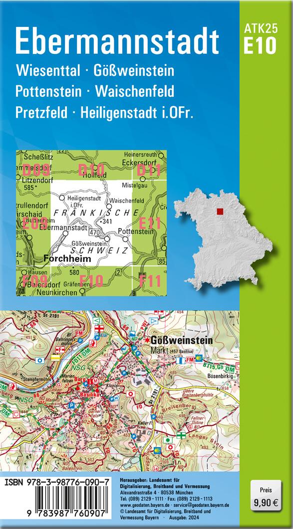 Rückseitencover ATK25-E10 Ebermannstadt (Amtliche Topographische Karte 1:25000)