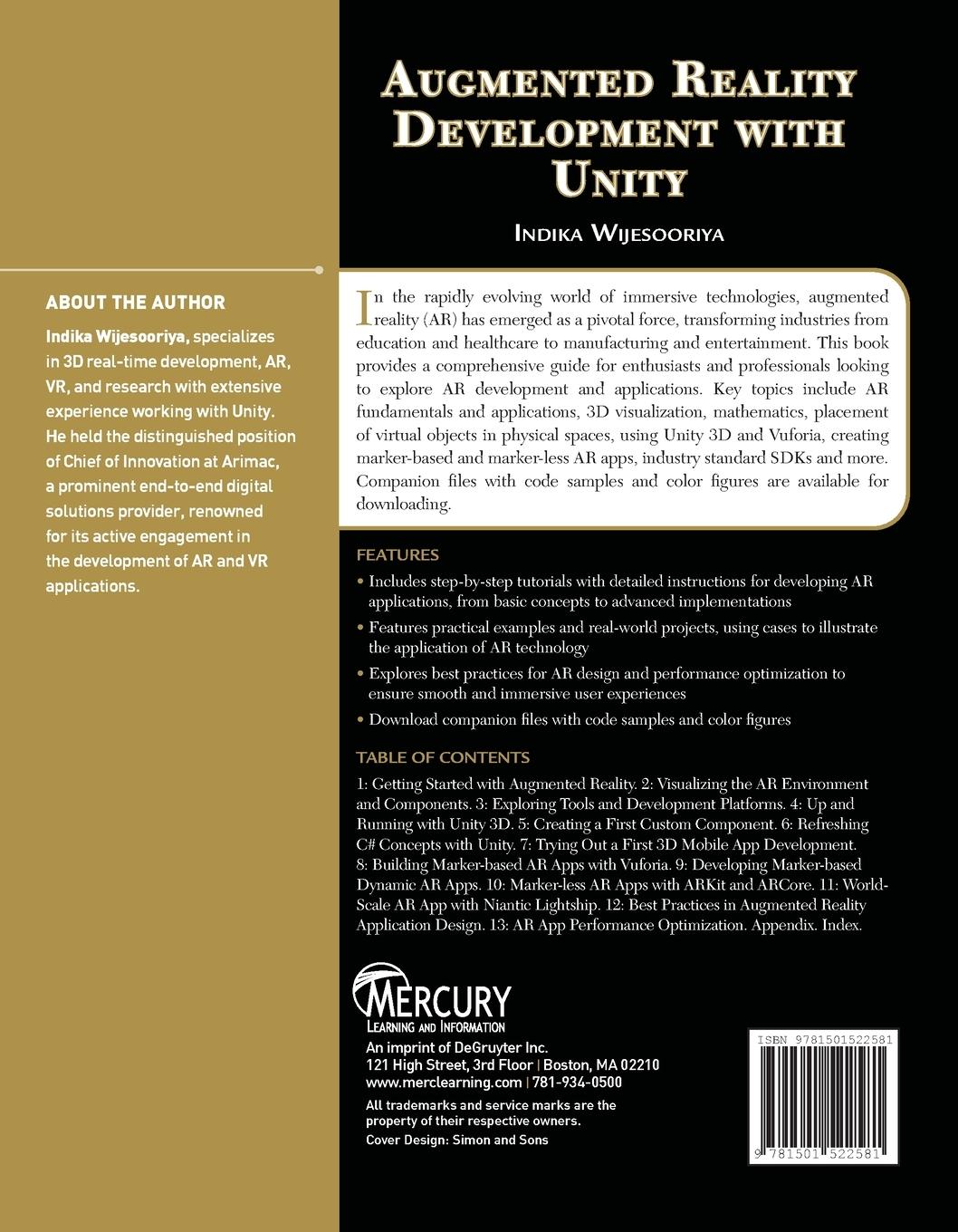 Rückseitencover Augmented Reality Development with Unity