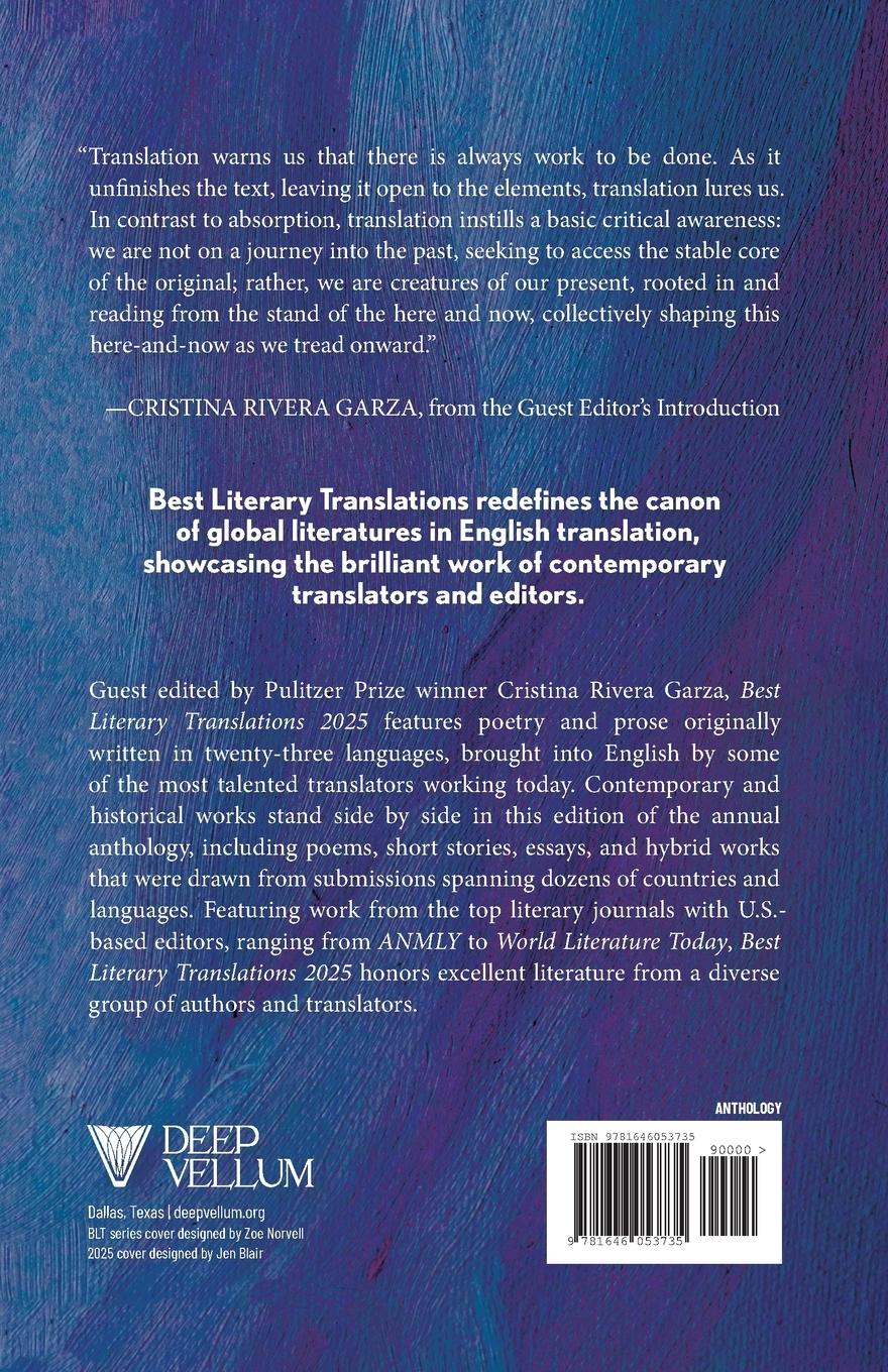 Rückseitencover Best Literary Translations 2025