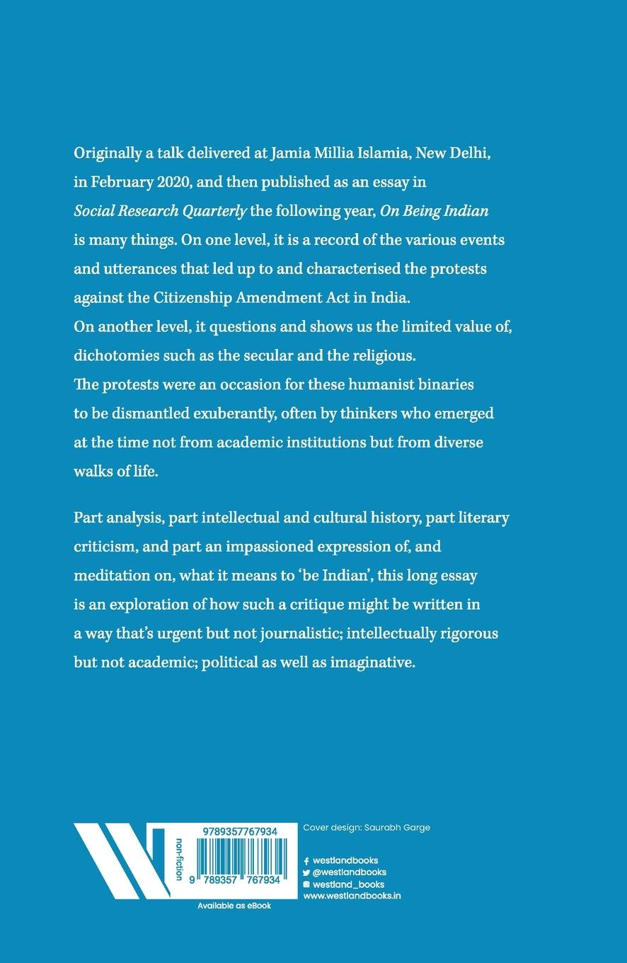 Rückseitencover On Being Indian