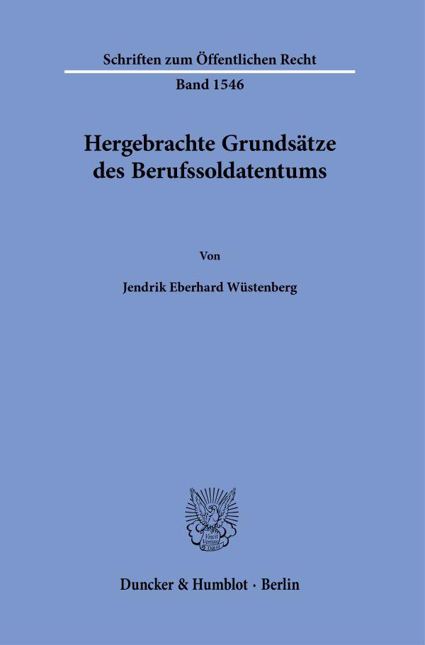 Vorderes Coverbild Hergebrachte Grundsätze des Berufssoldatentums
