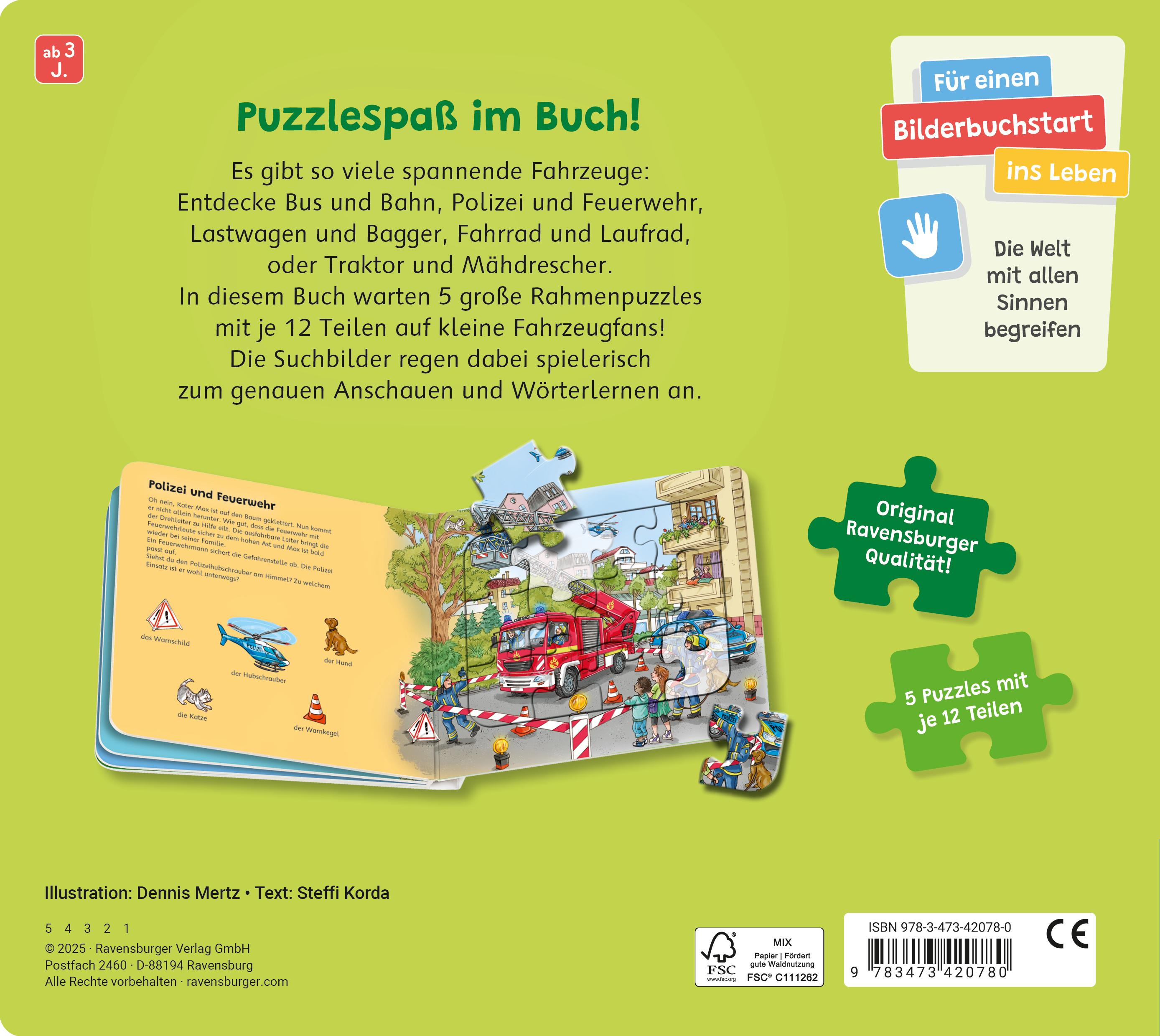 Rückseitencover Ravensburger® Puzzle-Buch - Fahrzeuge