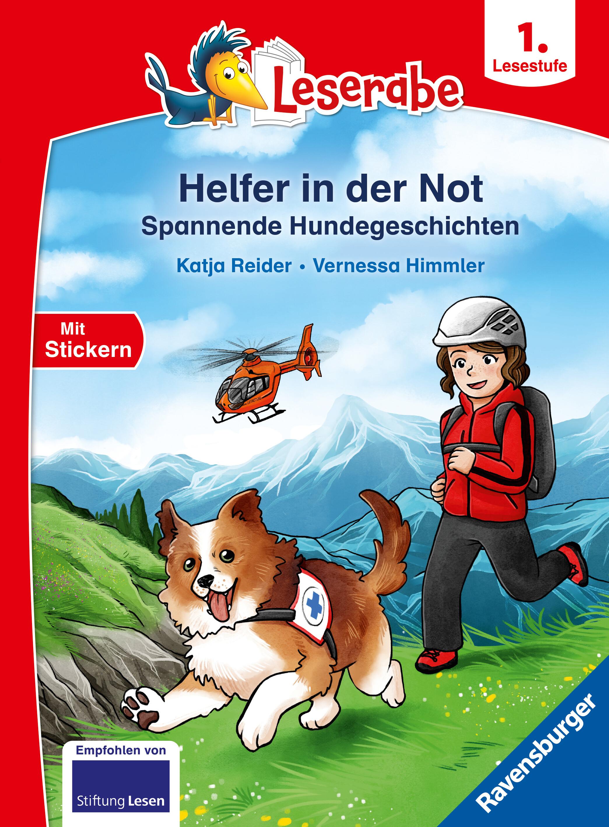 Vorderes Coverbild Leserabe 1. Lesestufe - Helfer in der Not. Spannende Hundegeschichten