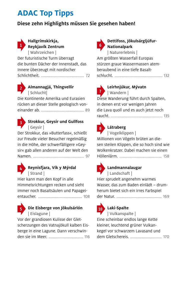 Beispielinhalt (Bild) ADAC Reiseführer plus Island