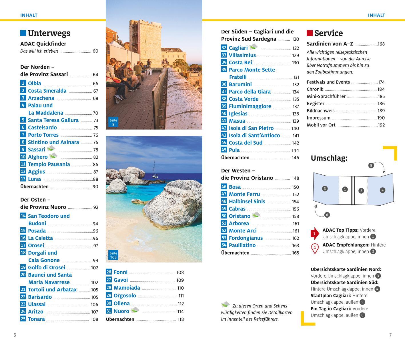 Beispielinhalt (Bild) ADAC Reiseführer plus Sardinien