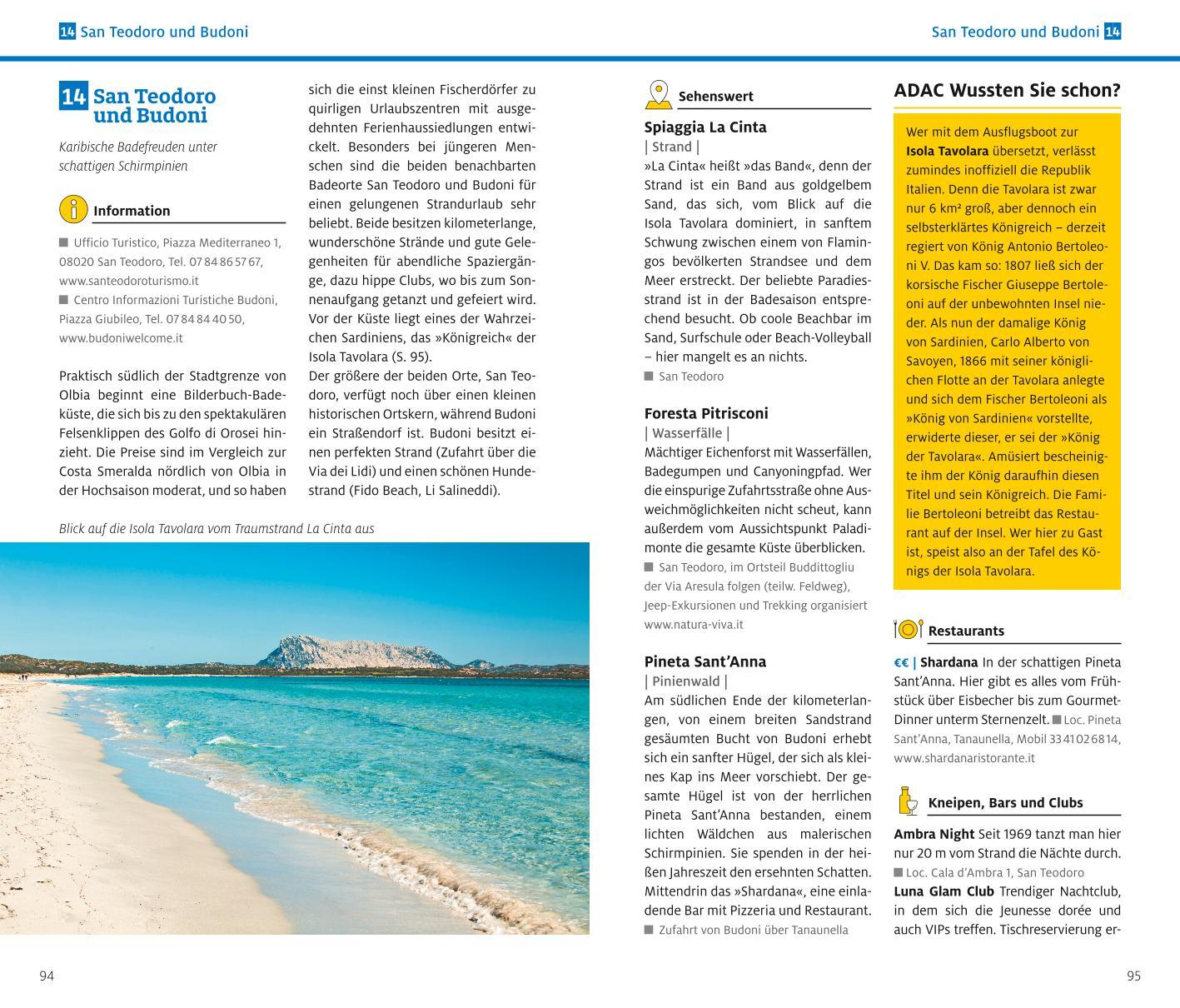 Beispielinhalt (Bild) ADAC Reiseführer plus Sardinien