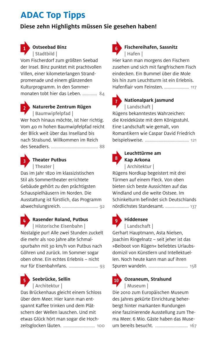Beispielinhalt (Bild) ADAC Reiseführer plus Rügen mit Hiddensee und Stralsund