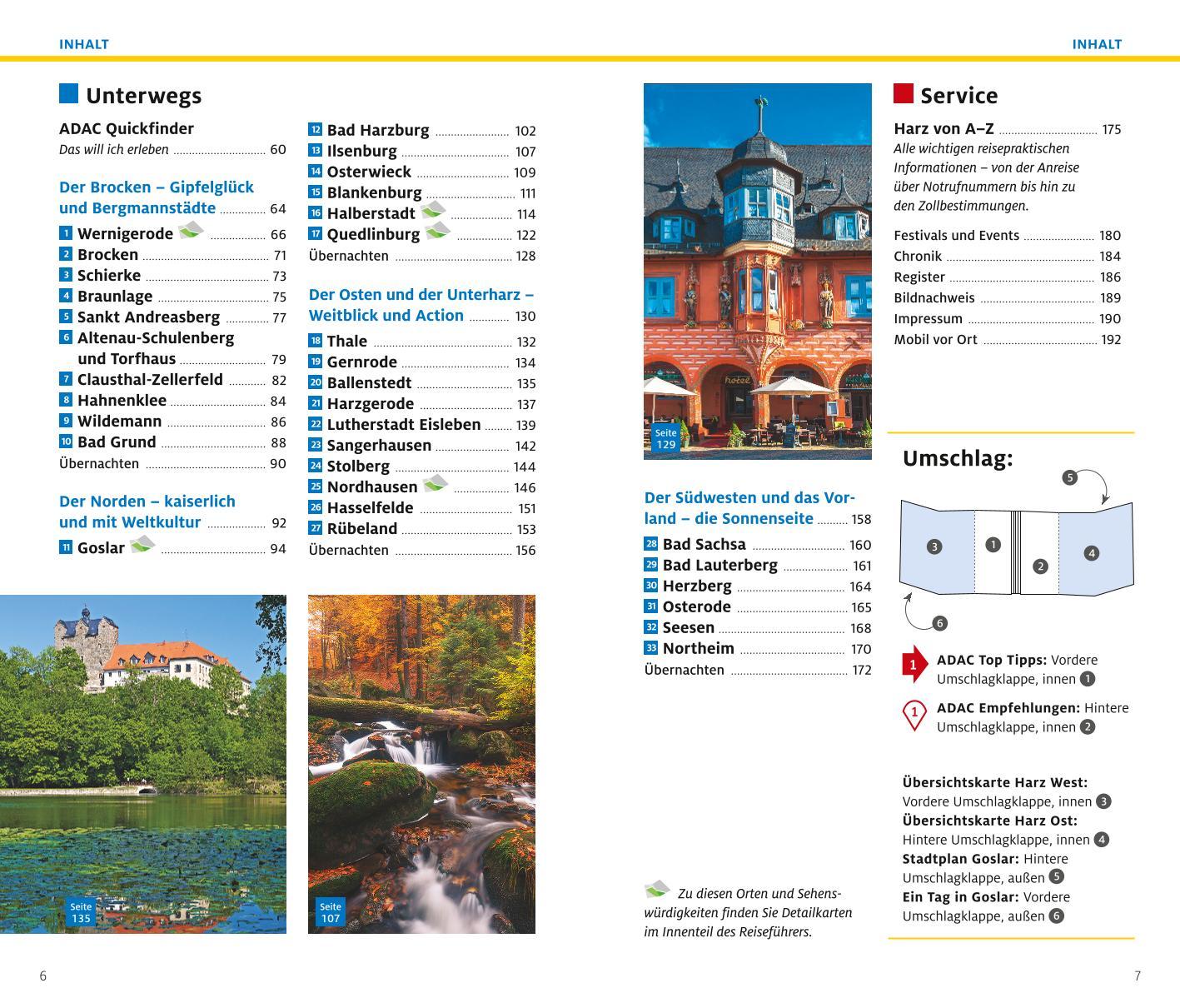 Beispielinhalt (Bild) ADAC Reiseführer plus Harz