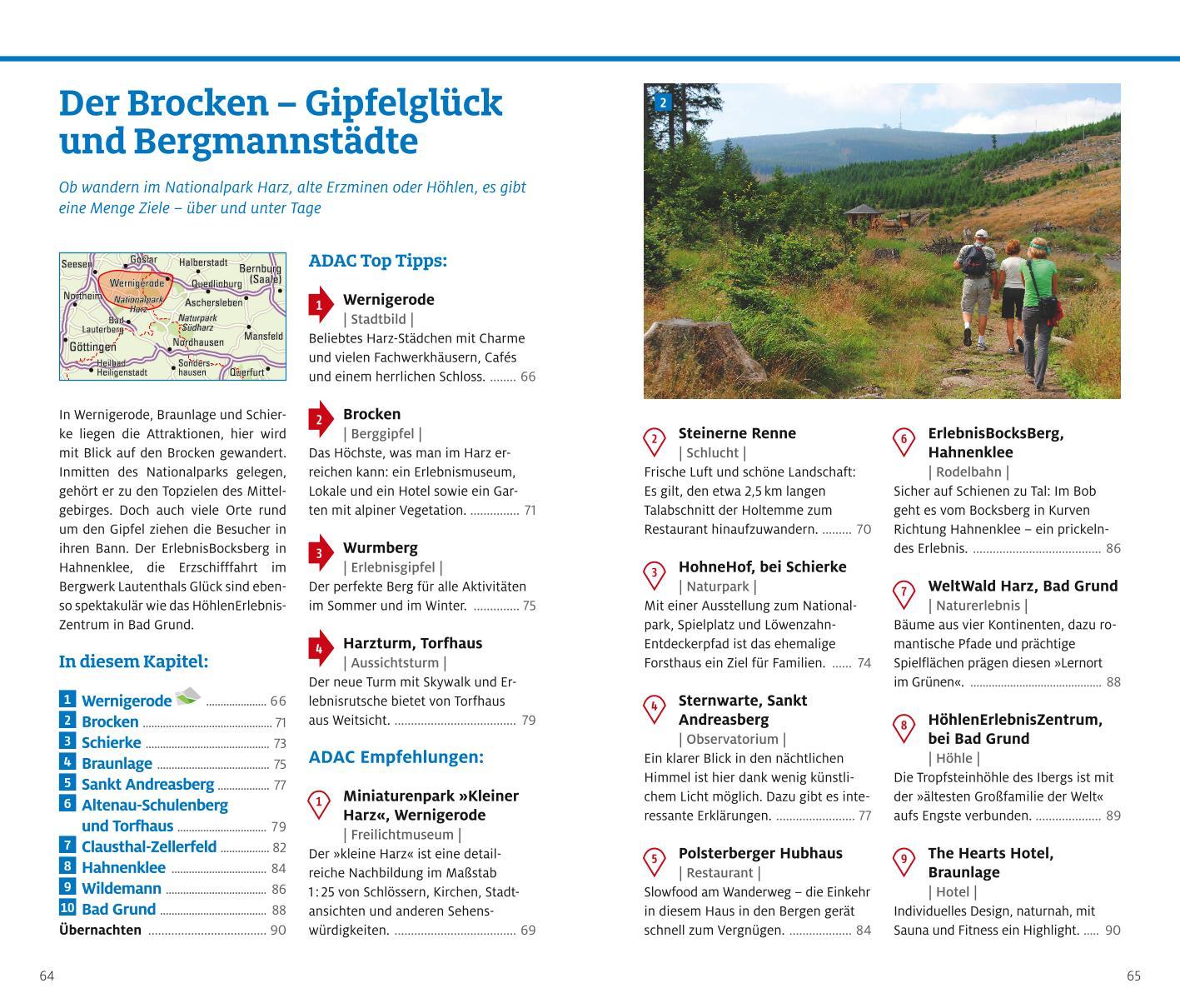 Beispielinhalt (Bild) ADAC Reiseführer plus Harz