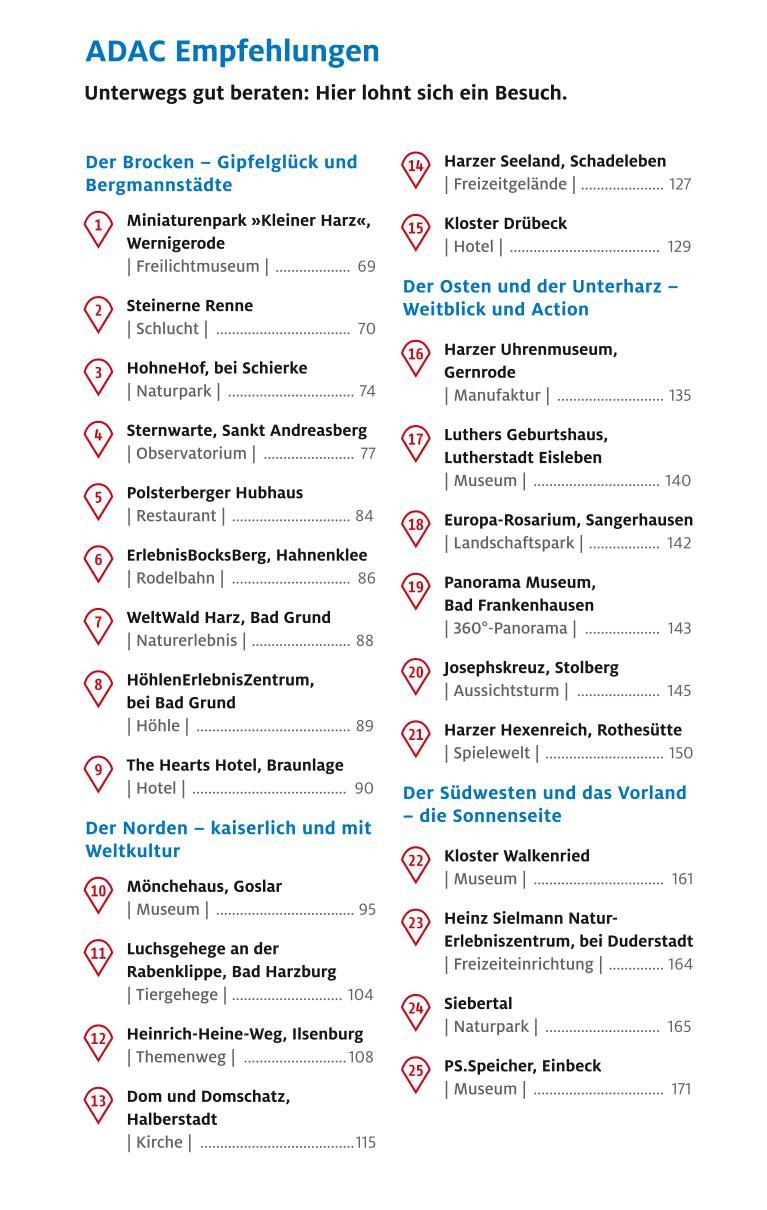 Beispielinhalt (Bild) ADAC Reiseführer plus Harz