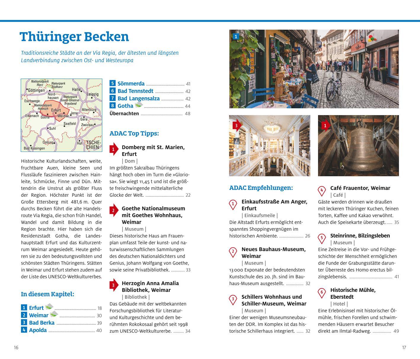 Beispielinhalt (Bild) ADAC Reiseführer Thüringen