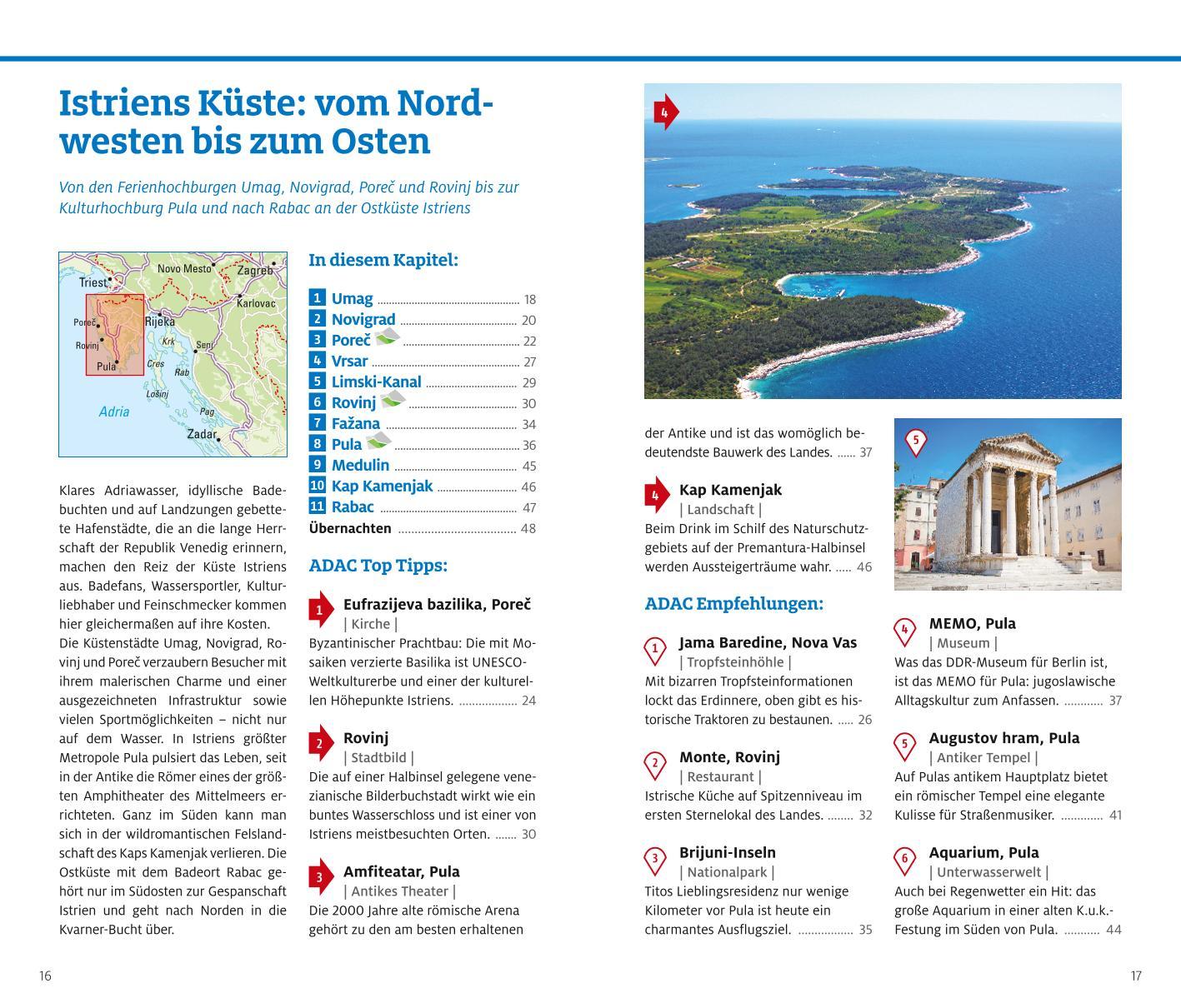 Beispielinhalt (Bild) ADAC Reiseführer Istrien und Kvarner Bucht